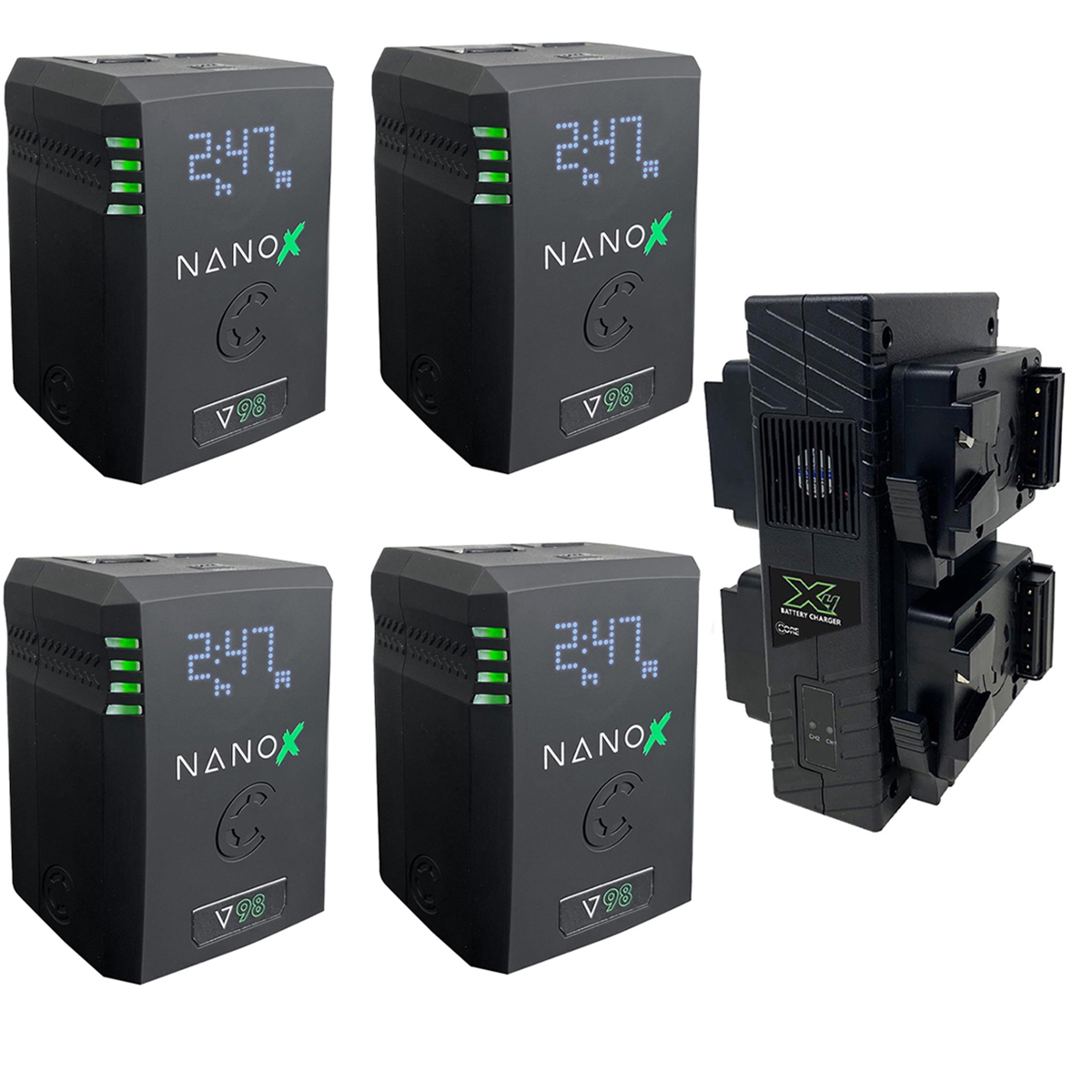 

Core SWX NANOX 98Wh 14.8V 6600mAh V-Mount Battery, 4-Pack w/GP-X4S Quad Charger