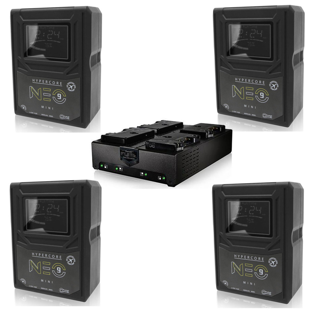 

Core SWX 4x Hpercore NEO 9 Mini Gold Mount Li-on Batteries, Bundle w/FLEET-Q4A