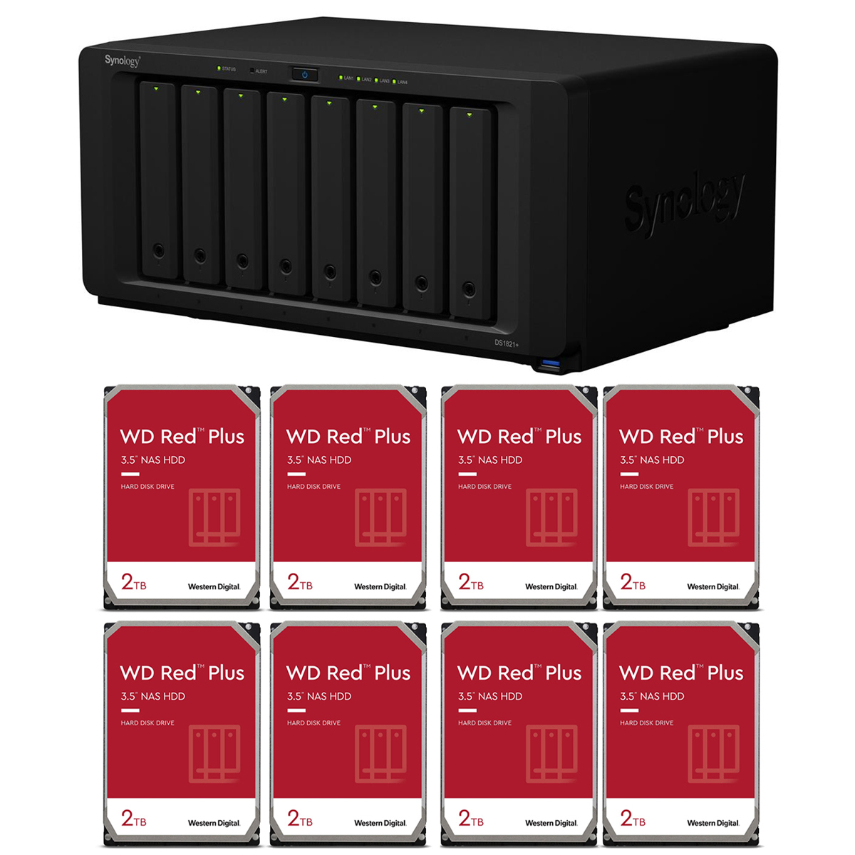 

Synology Diskstation DS1821+ 8-Bay NAS Enclosure w/8x Red Plus 2TB Internal HDD