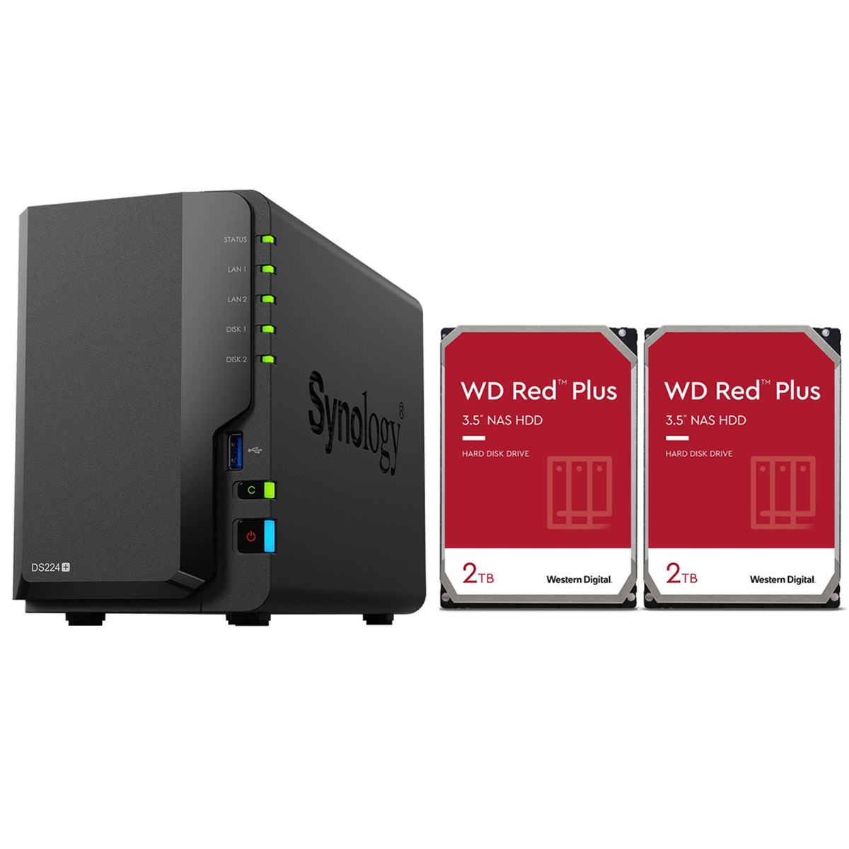 

Synology DiskStation DS224+ 2-Bay NAS Enclosure w/2x Red Plus 2TB Internal HDD
