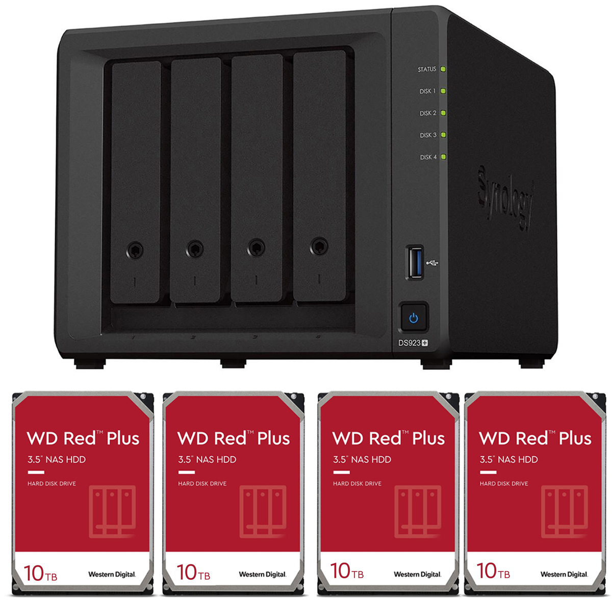 

Synology DiskStation DS923+ 4-Bay NAS Enclosure w/4x Red Plus 10TB Internal HDD