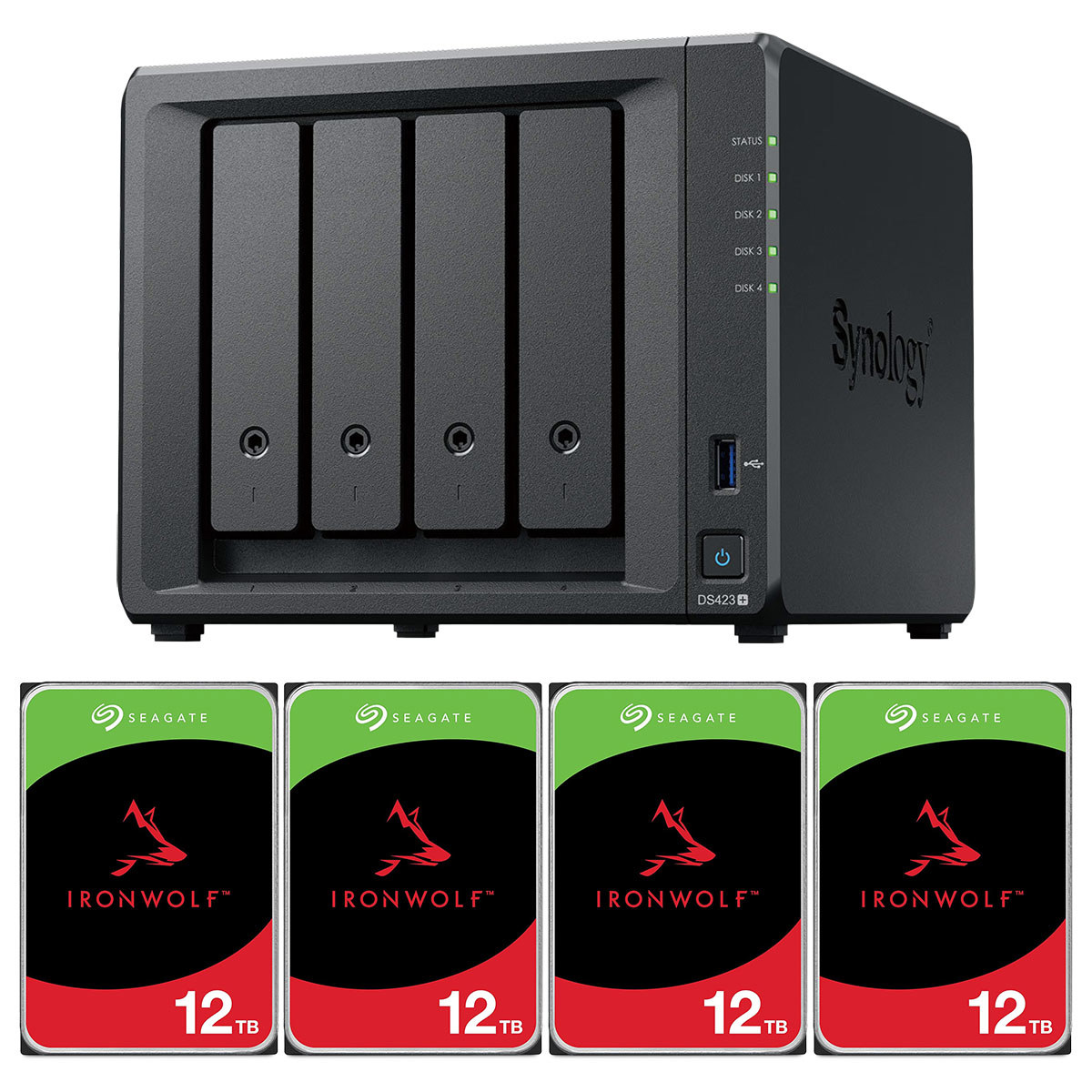 

Synology DiskStation DS423+ 4-Bay NAS Enclosure with 12TB SATA III 3.5" NAS HDD