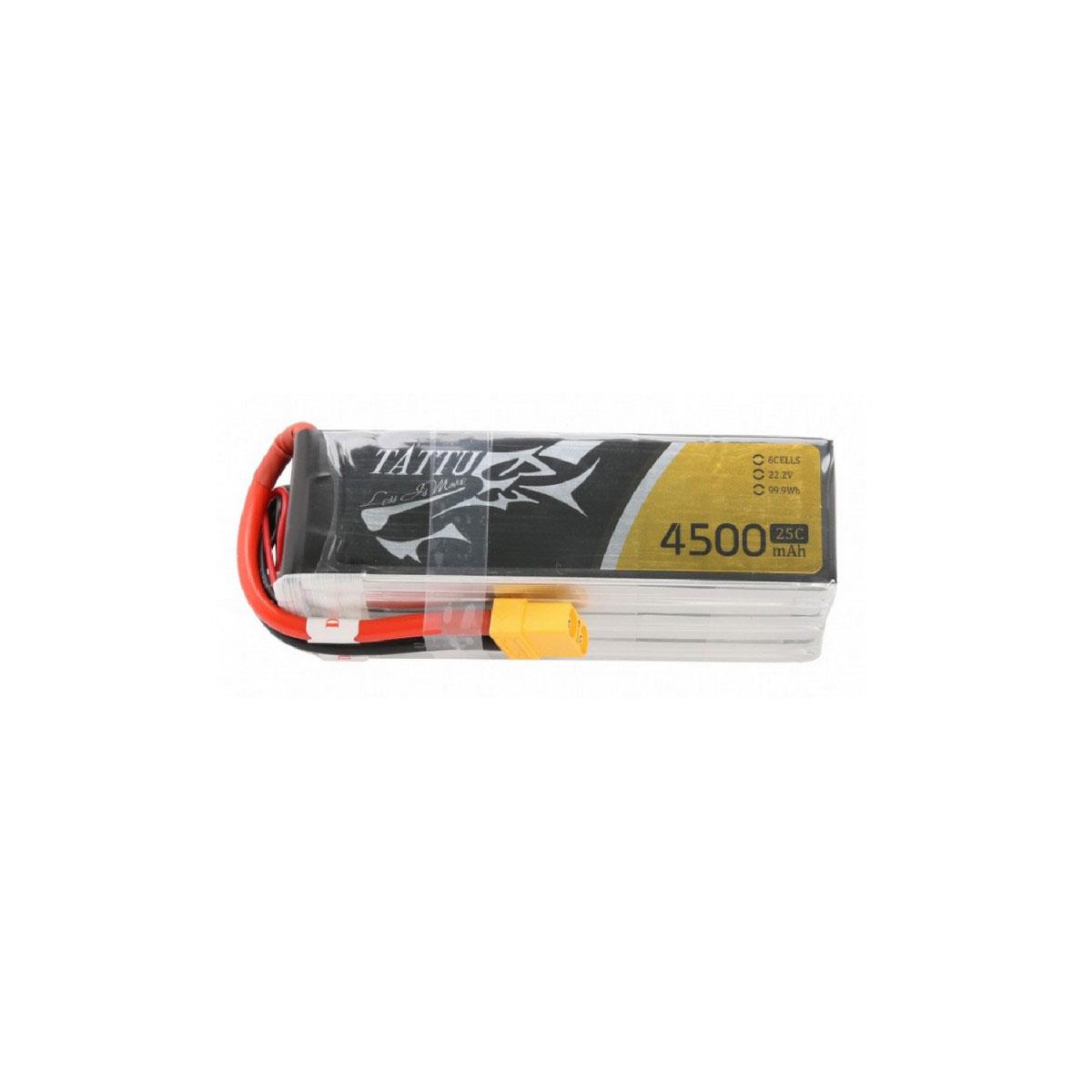 Tattu 4500mAh 22.2V 25C 6S1P LiPo Battery Pack with XT60 Plug -  TAA45006S25X6