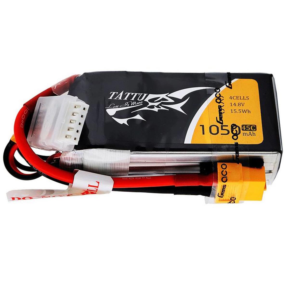 

Tattu 1050mAh 14.8V 75C 4S1P Lipo Battery Pack with XT-60 Plug for Racing Drones