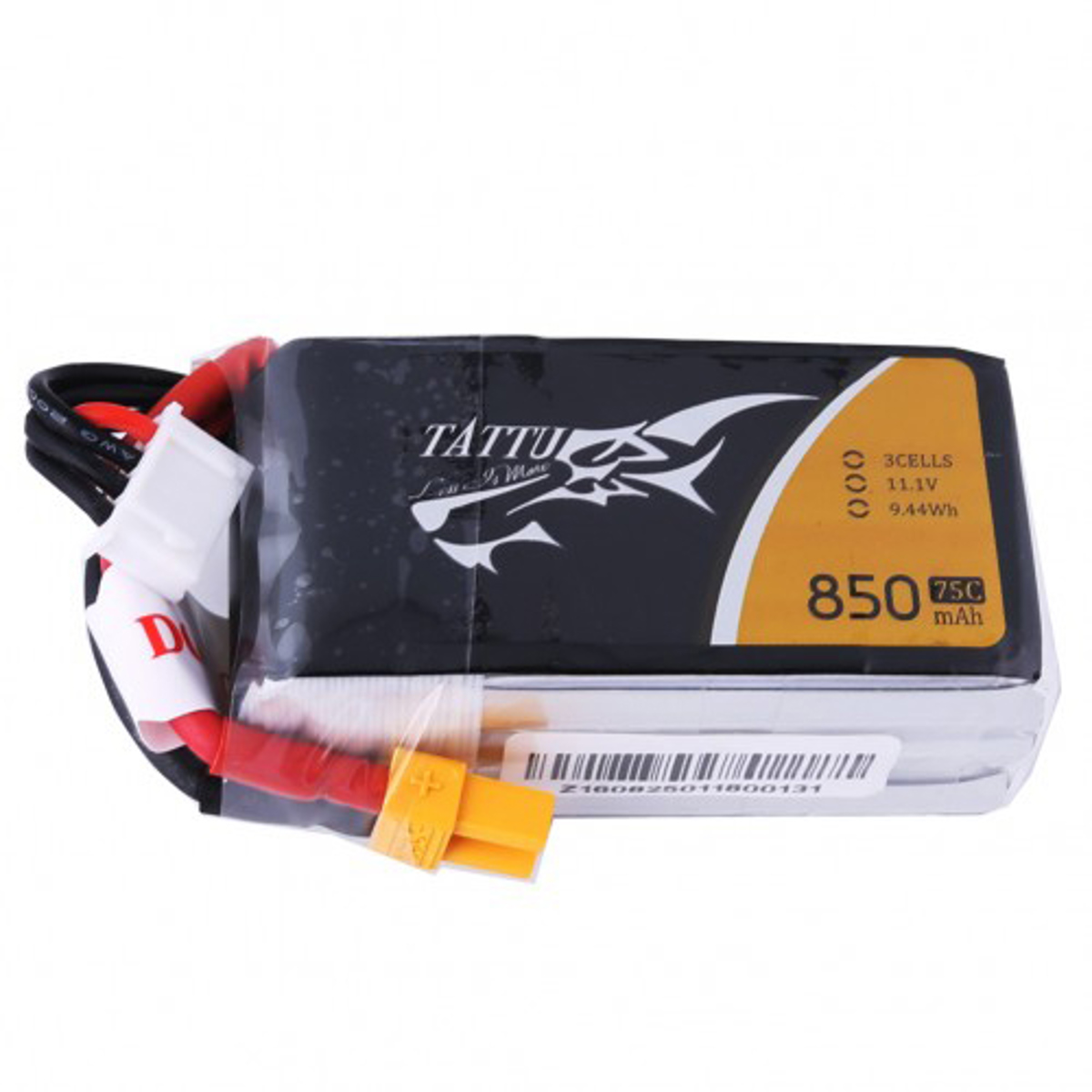 

Tattu 11.1V 850mAh 75C 3S1P Li-Po Battery Pack with XT60 Plug
