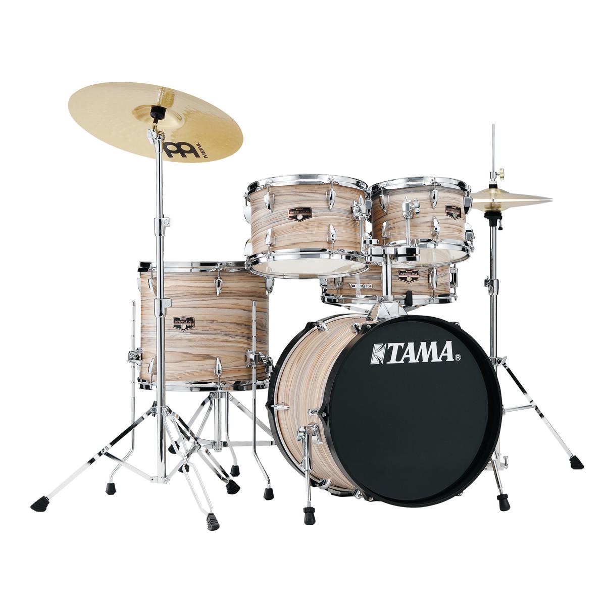 

Tama Imperialstar 5-Pc Complete Drum Kit, 18" BD,Natural Zebrawood Wrap