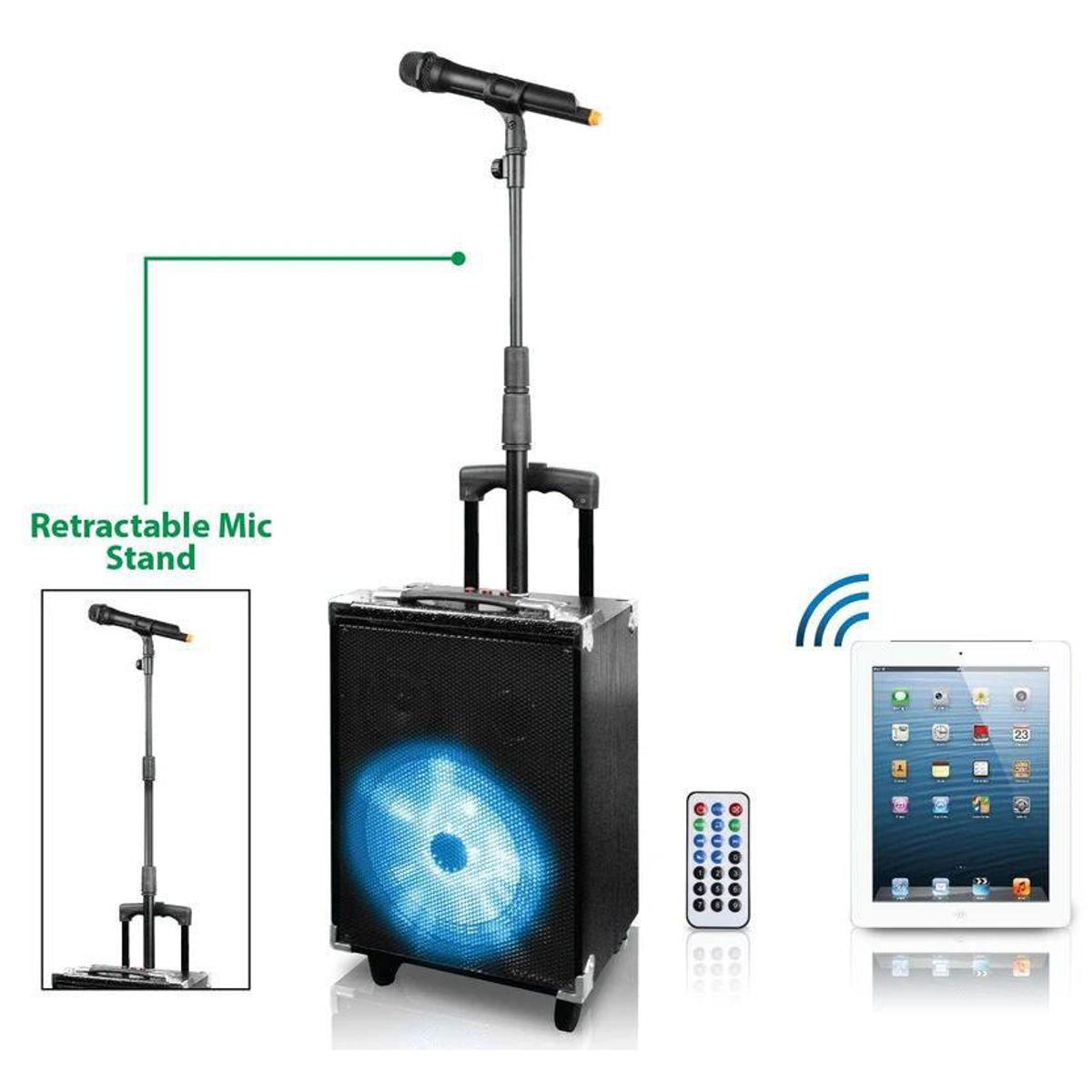 8" Rechargeable Portable Bluetooth LED Speaker, Mic Stand - Technical Pro WASP680X