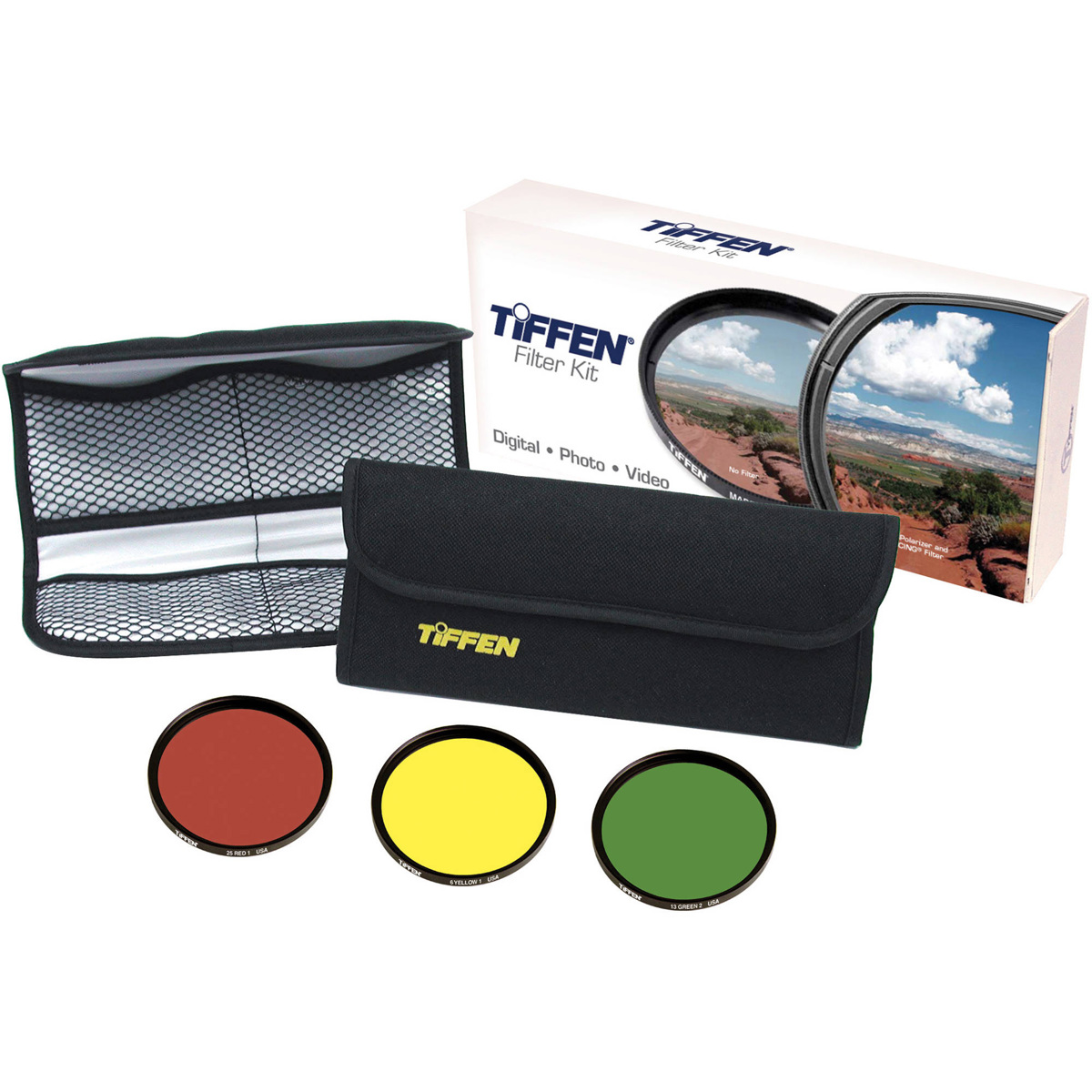 

Tiffen Black & White Filter Kit (Yellow, Red, Green and Pouch), 52mm