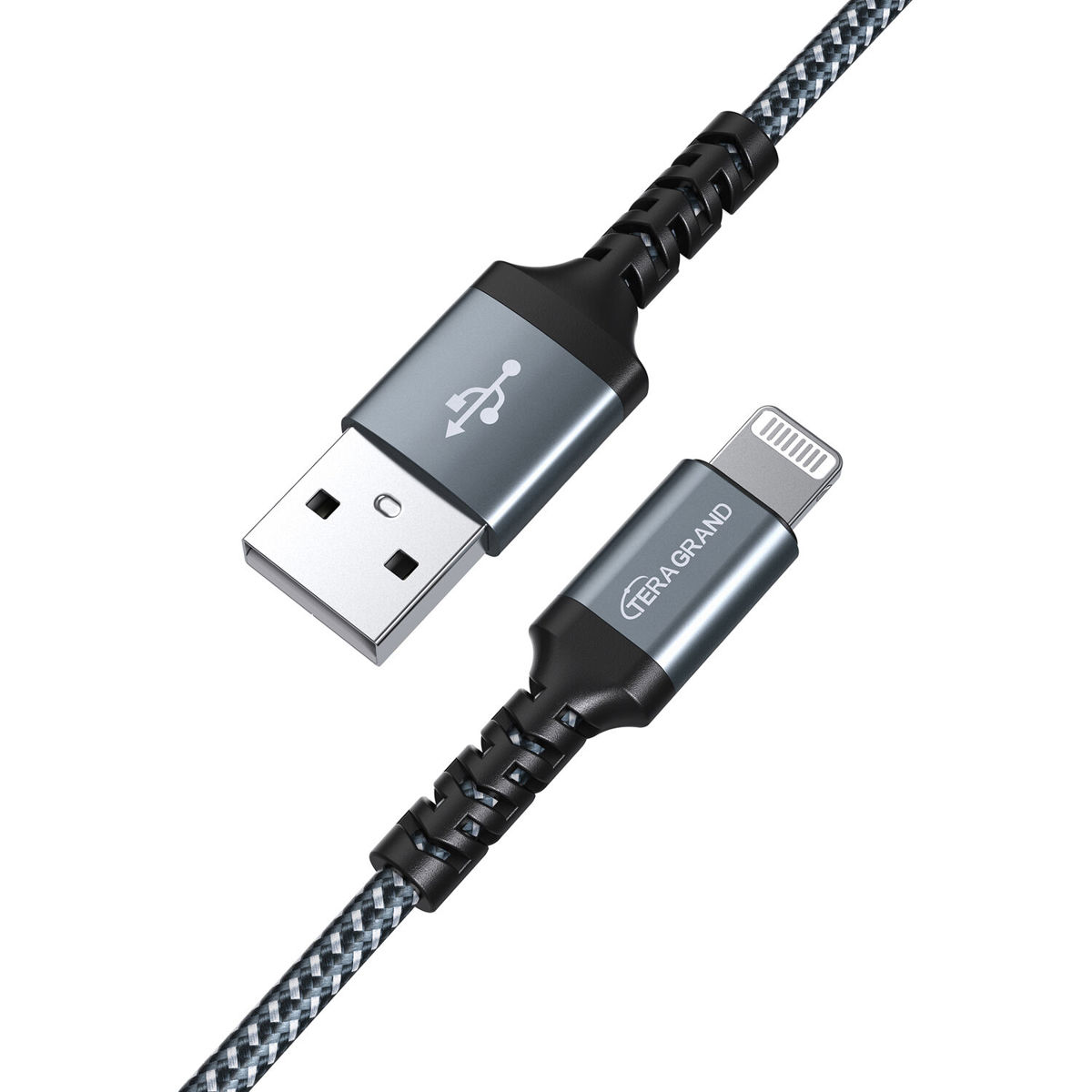 

Tera Grand 4' Apple C89 MFi Lightning to USB Braided Cable, Green/Silver