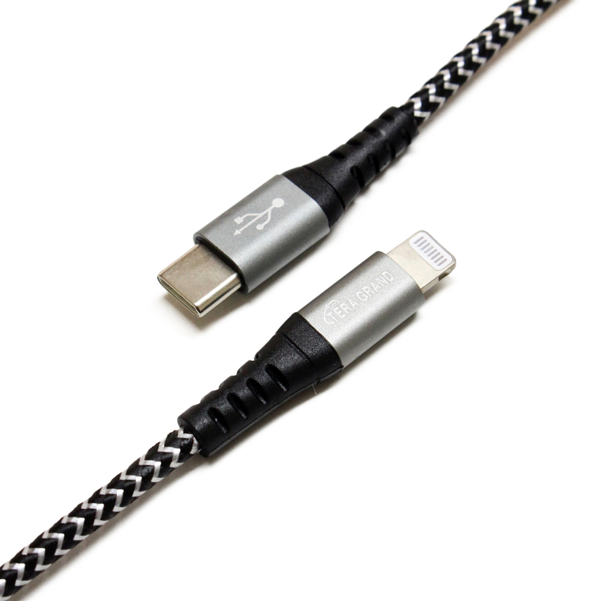 

Tera Grand 4' Apple MFi Certified USB-C to Lightning Braided Cable, Black/White