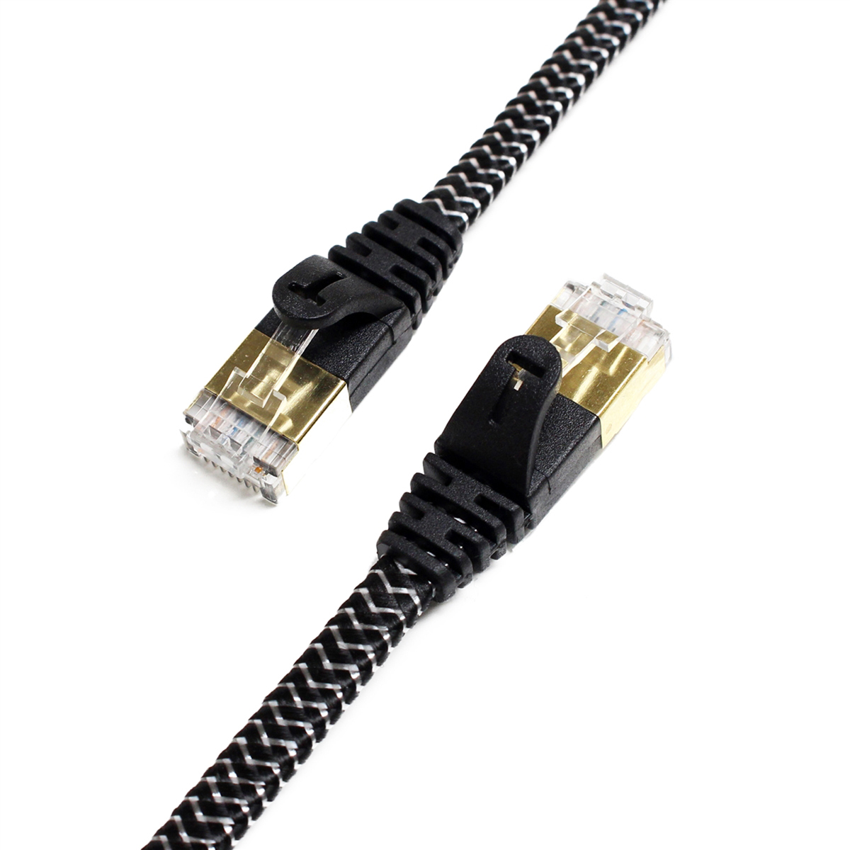 

Tera Grand 12' CAT-7 10 Gigabit Ultra Flat Ethernet Braided Cable, Black & White