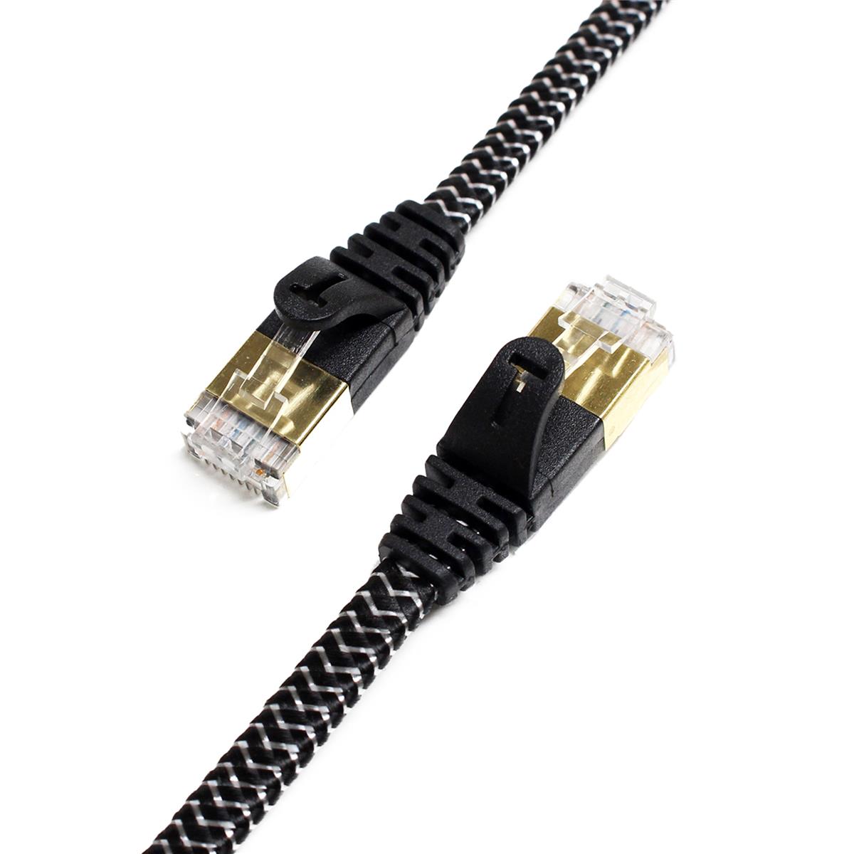 Tera Grand 25 CAT-7 10 Gigabit Ultra Flat Ethernet Кабель в оплетке, черный белый