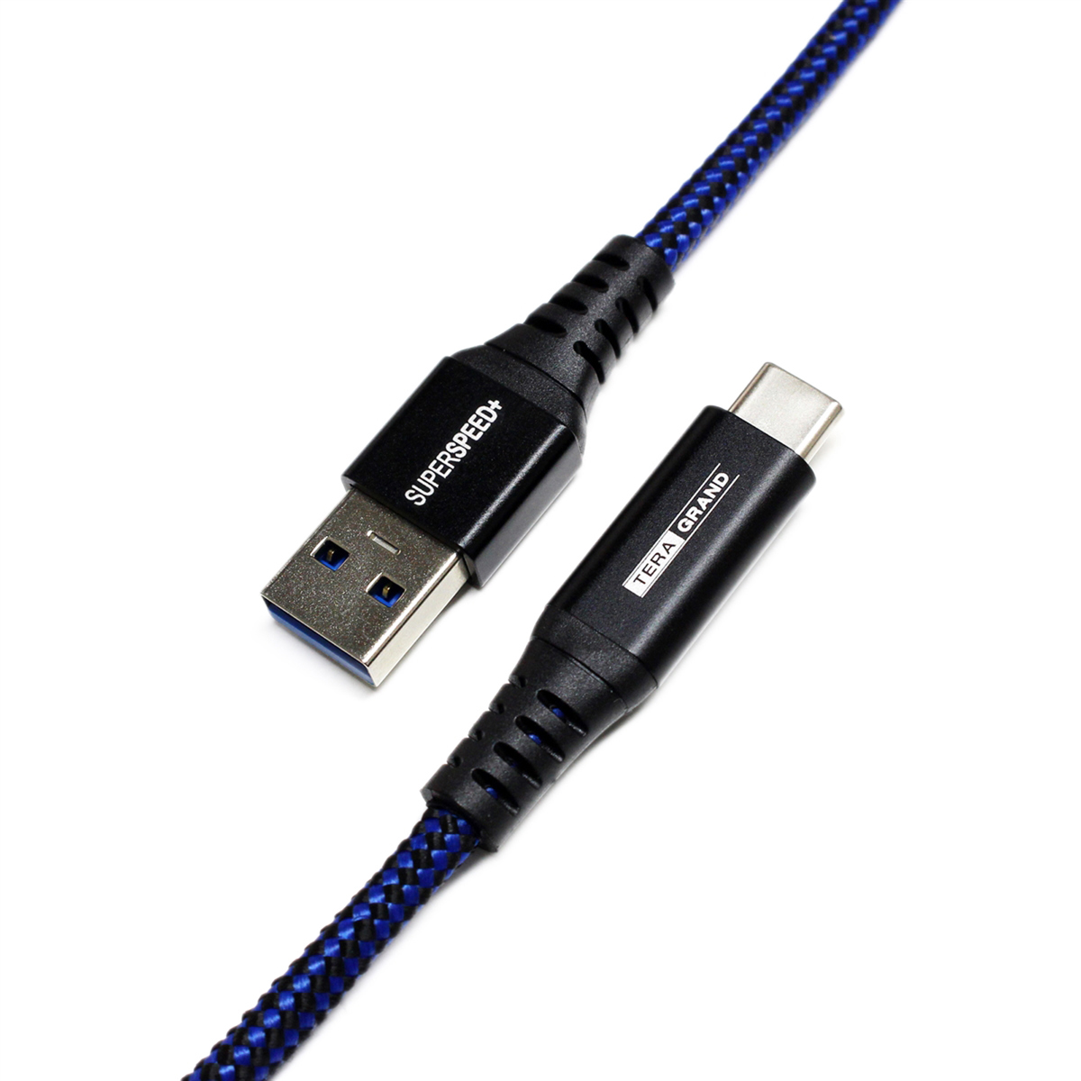 

Tera Grand 3' USB 3.1 Generation 2 USB-C to A Braided Cable, Black/Blue