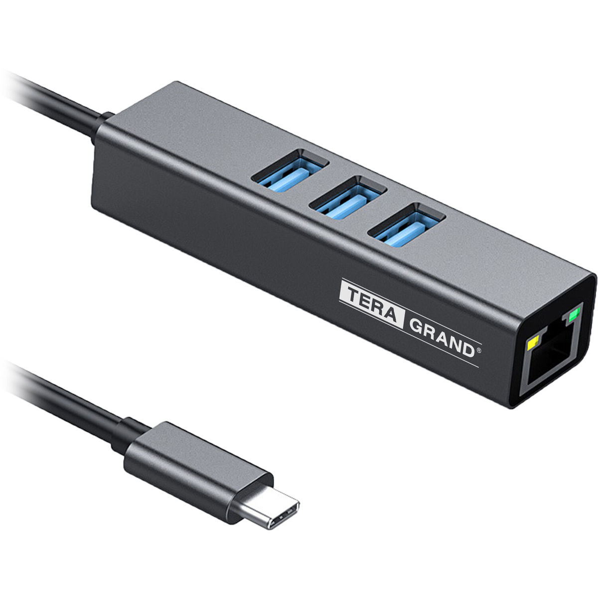 

Tera Grand USB 3.1 USB-C to Gigabit Ethernet Adapter w/3-Port USB 3.0 Ports,Gray