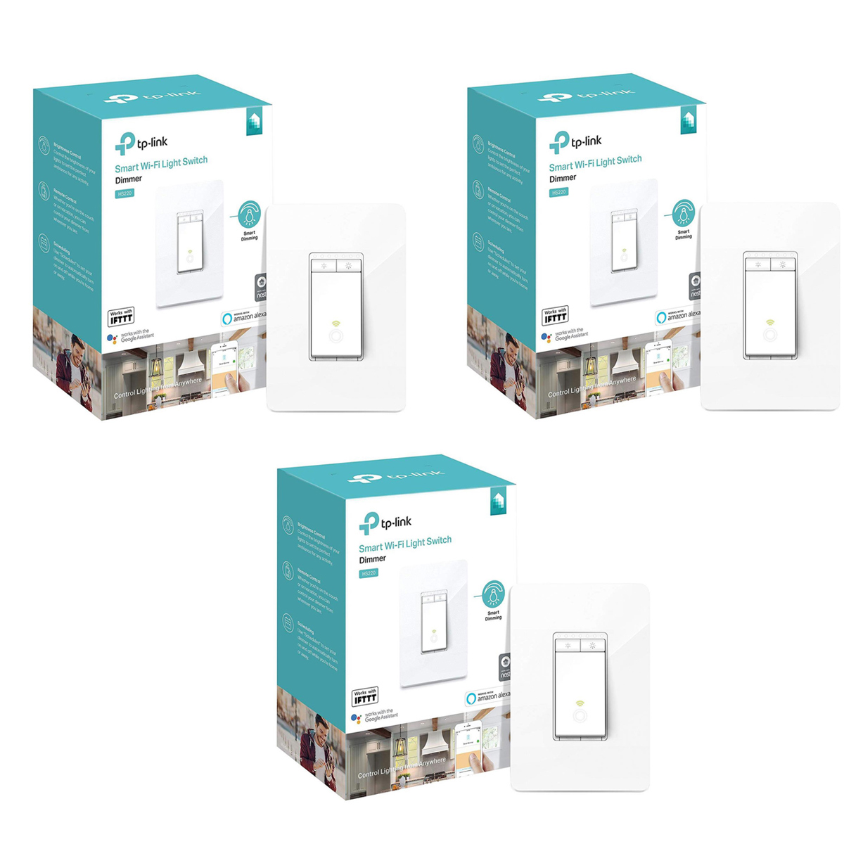 

TP-Link 3 pack HS220 Kasa Smart Wi-Fi Dimmer Light Switch