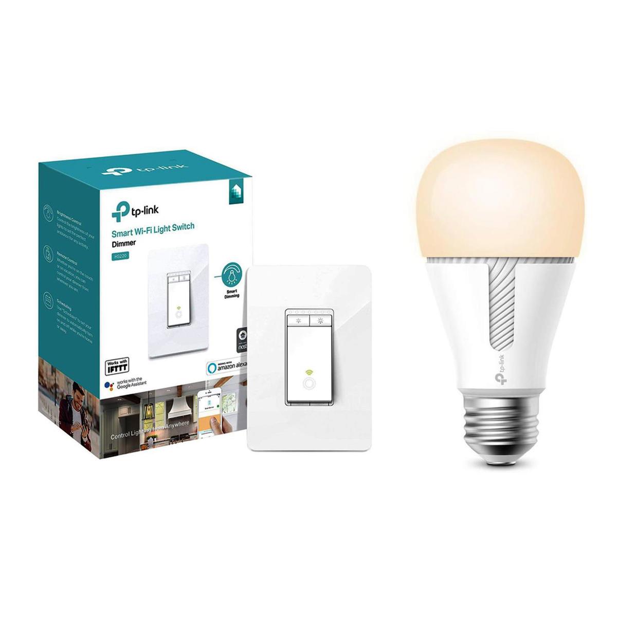 

TP-Link HS220 Kasa Smart Wi-Fi Dimmer Light Switch W/TP-Link KL110 Light Bulb