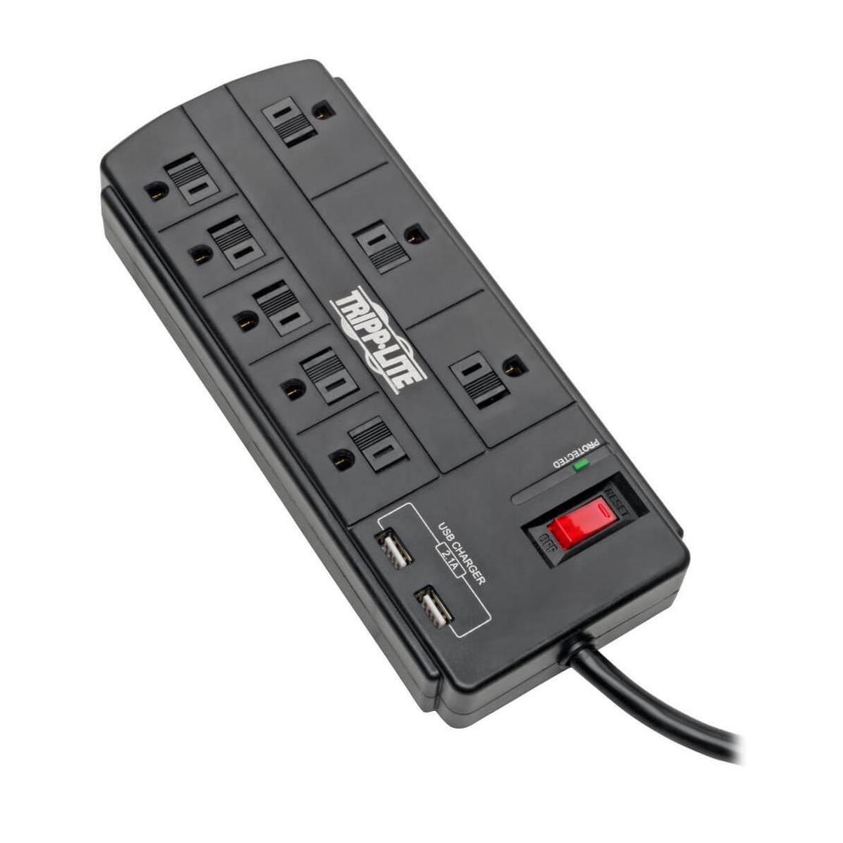 Image of Tripp Lite TLP88USBB 8-Outlet Surge Protector with 2x USB Ports