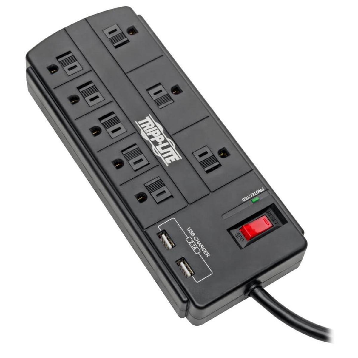 

Tripp Lite TLP88USBB 8-Outlet Surge Protector with 2x USB Ports, 8' Cord, Black