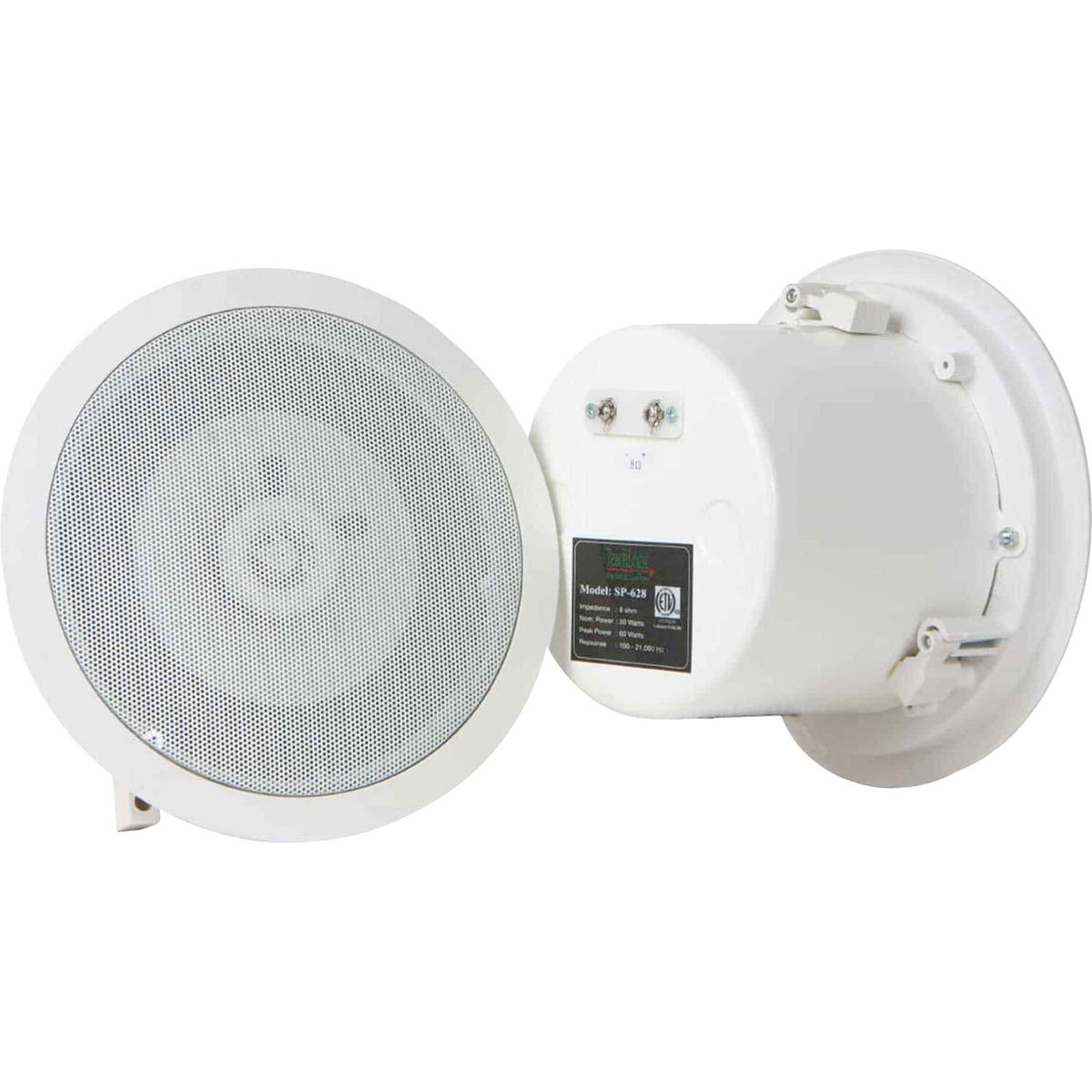 TeachLogic SP-628 6.5" 2-Way Coaxial Ceiling Speaker, Integrated Metal Back Can -  SPKR628