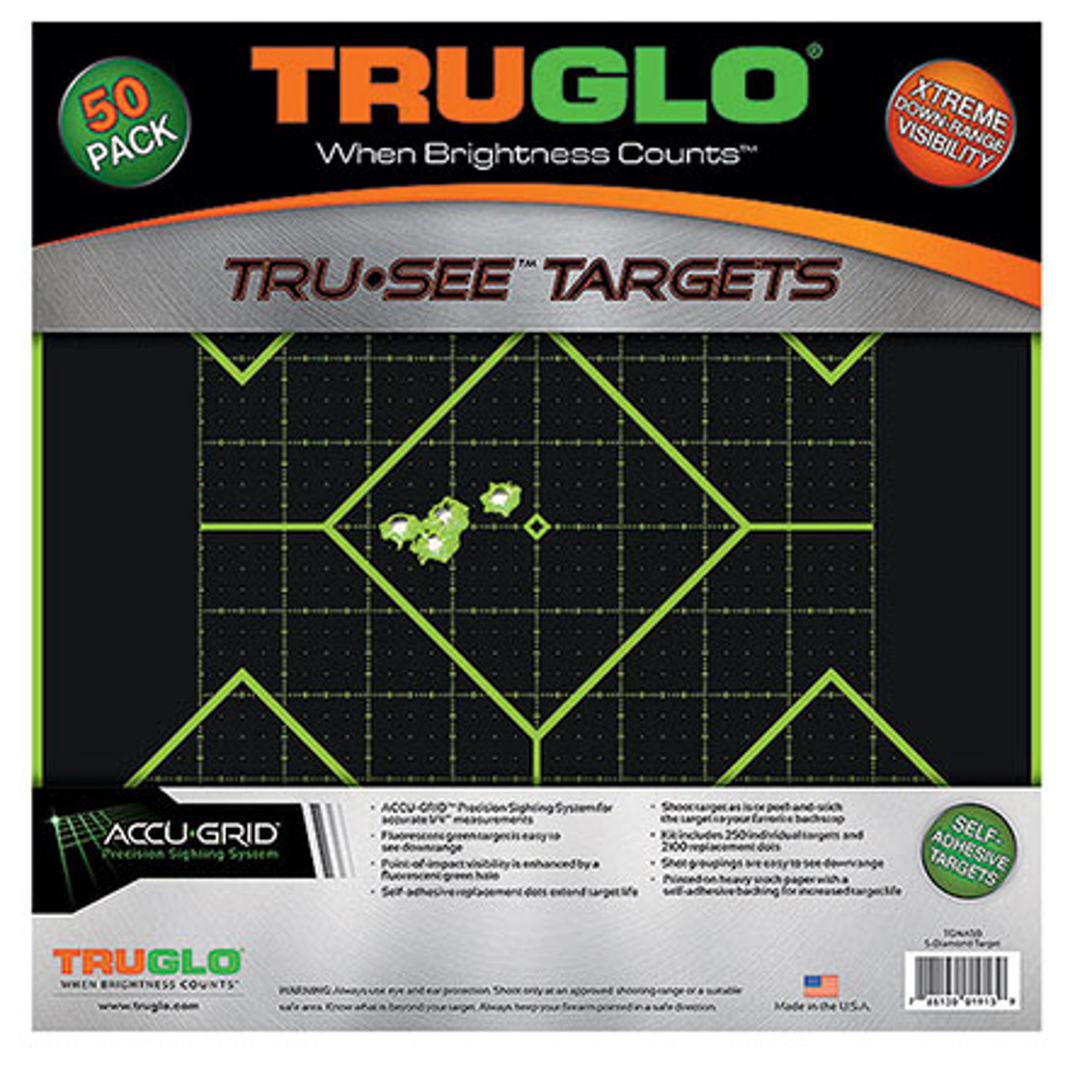 

TruGlo Tru-See 5-Diamond Splatter Target, 12x12", Fluorescent Green, 50 Pack