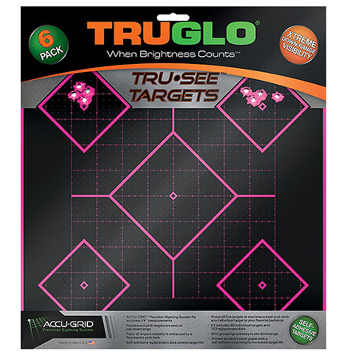 

TruGlo Tru-See 5-Diamond Splatter Target, 12x12", Pink, 6 Pack