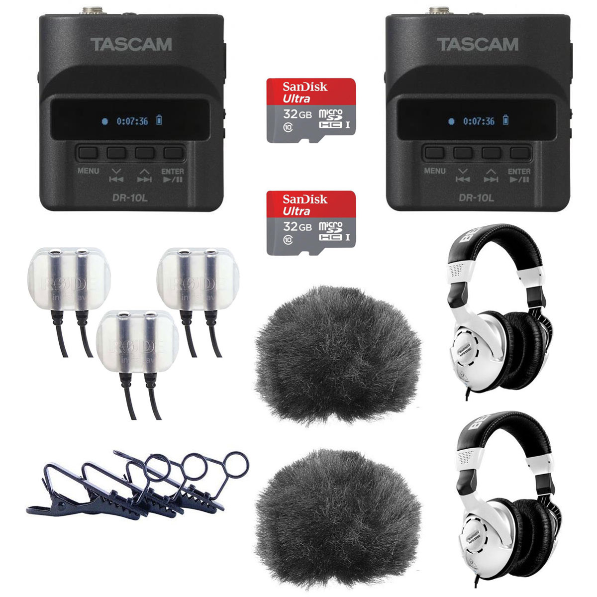 

Tascam 2 Pack DR-10L Digital Recorder and Lavalier Combo With Accessory Bundle