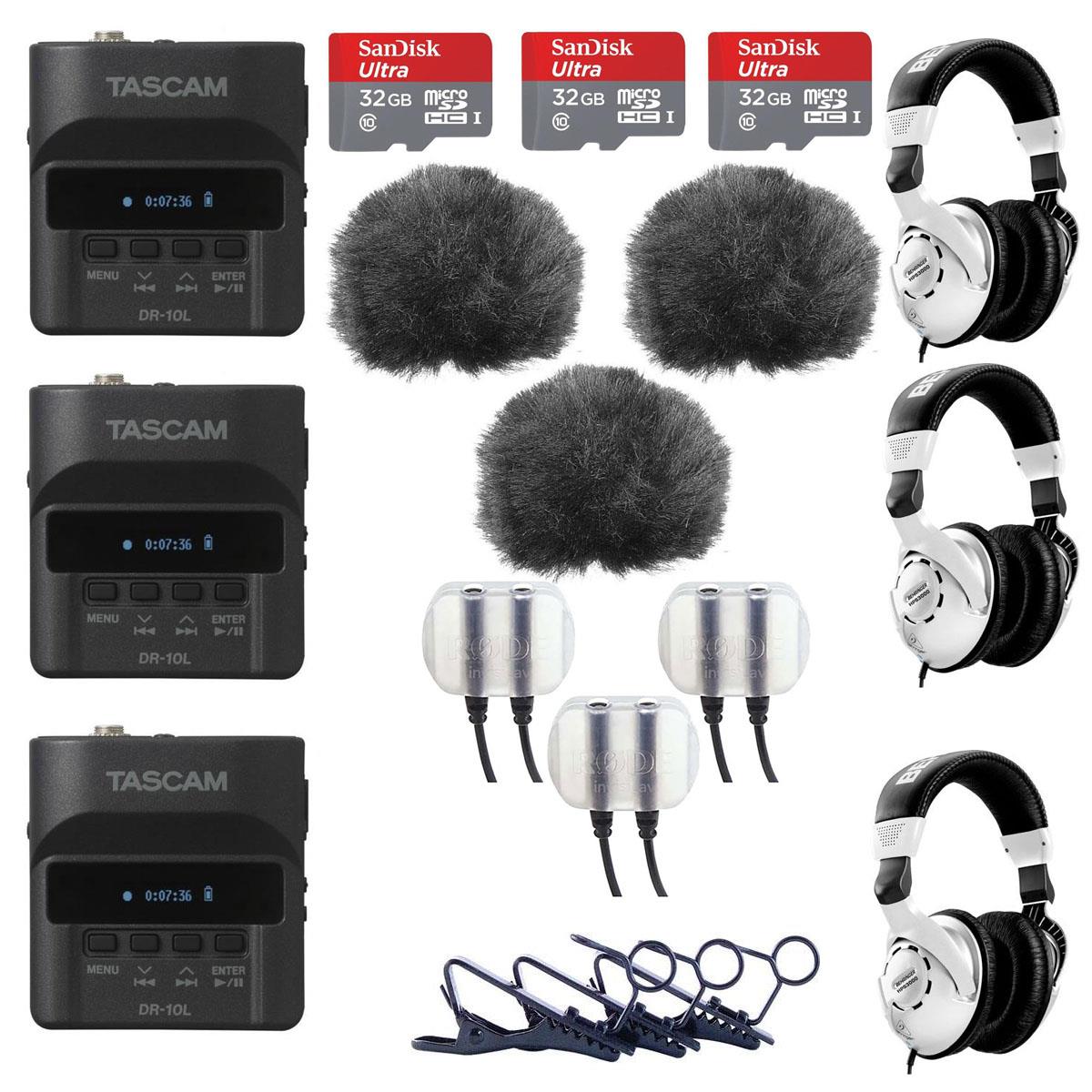 

Tascam 3 Pack DR-10L Digital Recorder and Lavalier Combo With Accessory Bundle