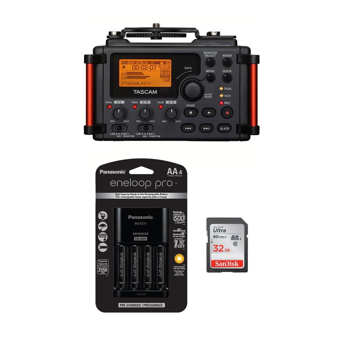 Tascam DR-60D MKII Portable Recorder for DSLR With 32GB SDHC Card/4AA Ni-MH Batt -  DR-60DMK2 E