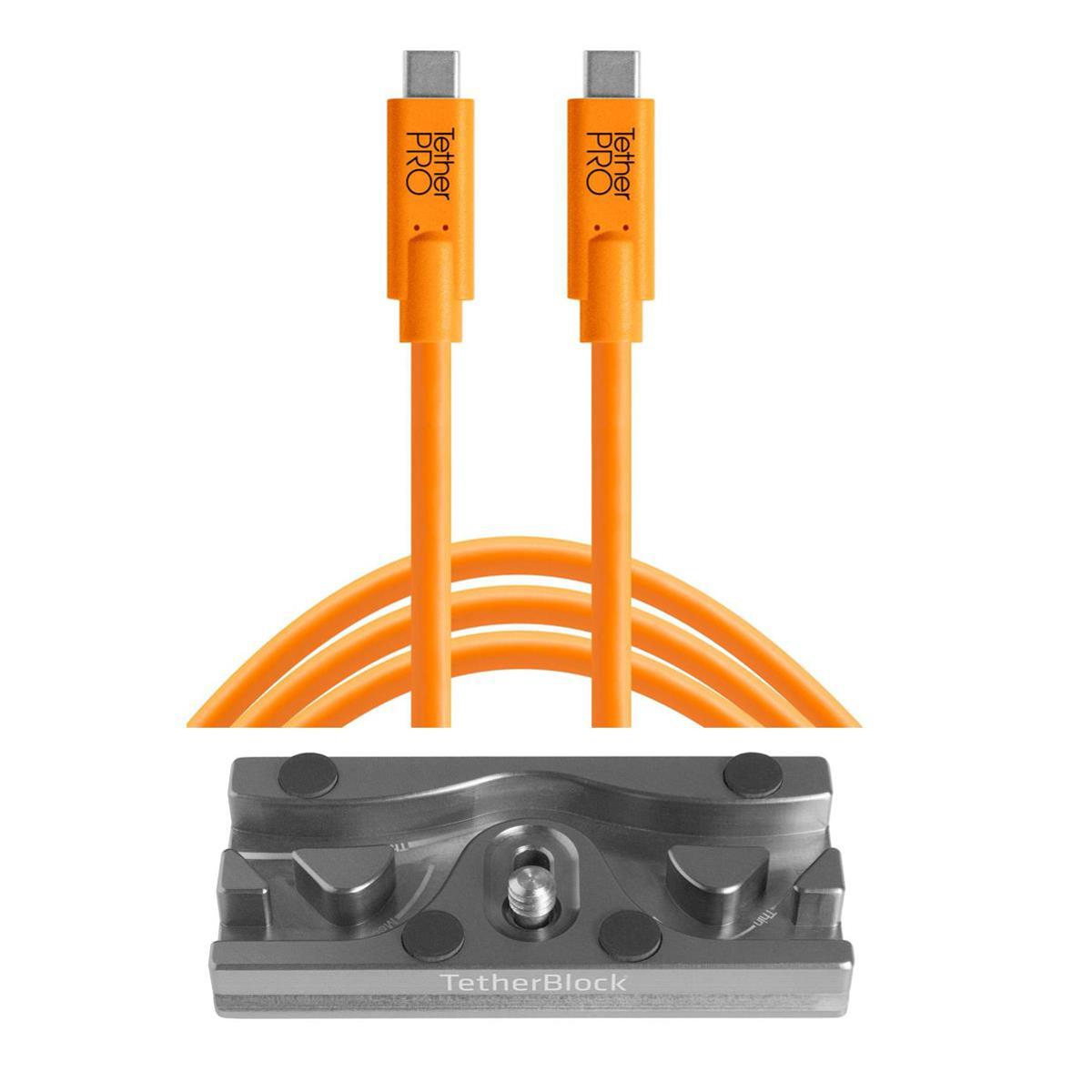 

Tether Tools TetherBLOCK QR Plate, TetherPro 15' USB-C to USB-C Cable, Orange