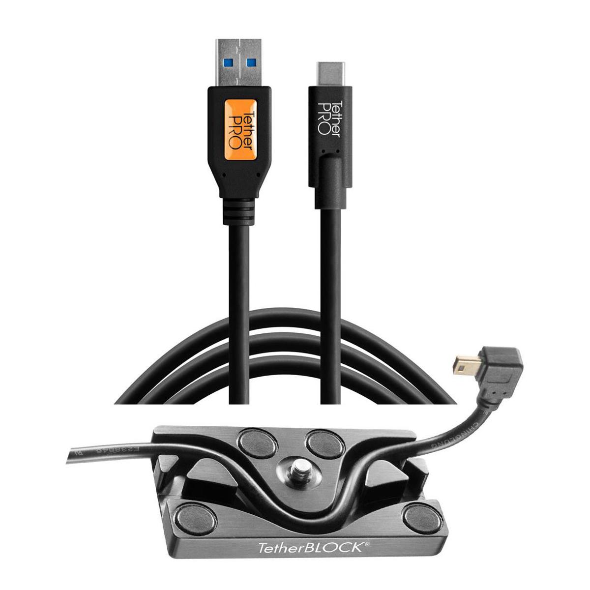 

Tether Tools TetherBLOCK Plate, TetherPro 15' USB 3.0 to USB-C Cable, Black
