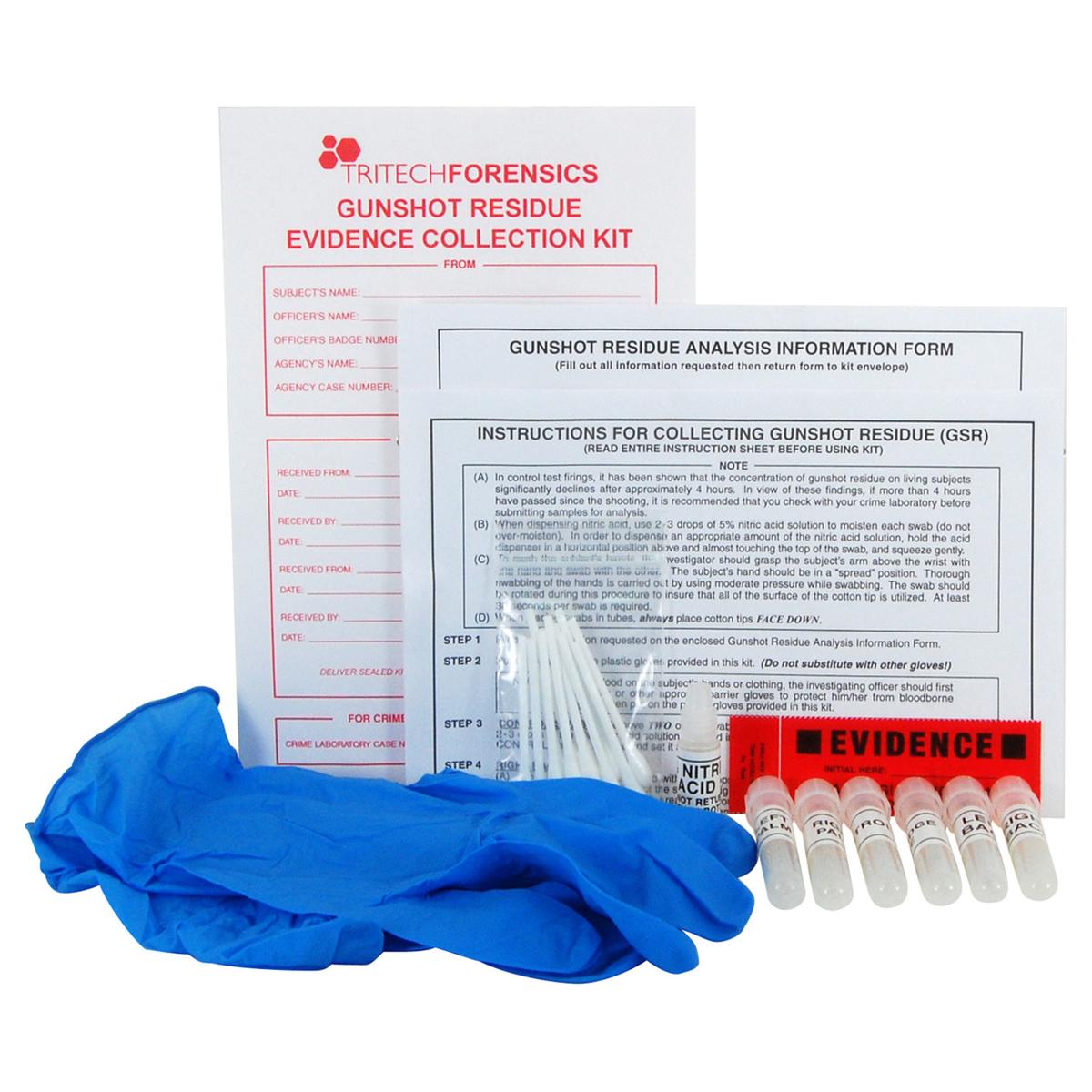 

Tri-Tech Forensics GSR (Gun Shot Residue) Kit, 4 Stubs & 12 Swabs - Case of 10
