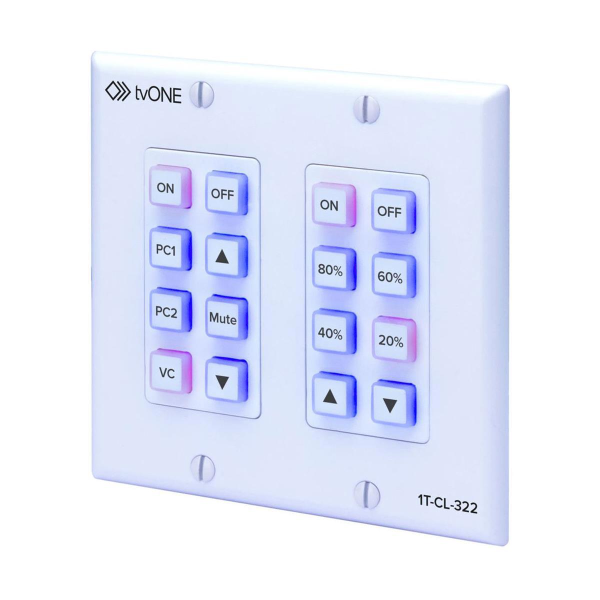 

tvONE 1T-CL-322-US North American 16 Button 2-Gang Wall-Plate Control Panel
