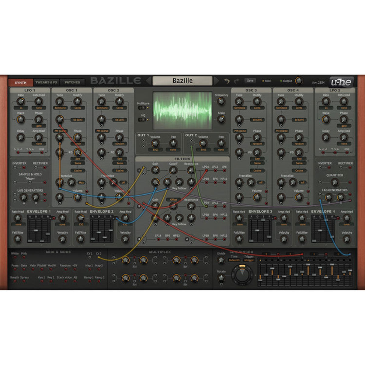 

u-He Software Bazille Large Modular Synthesizer Software Plug-In, Download