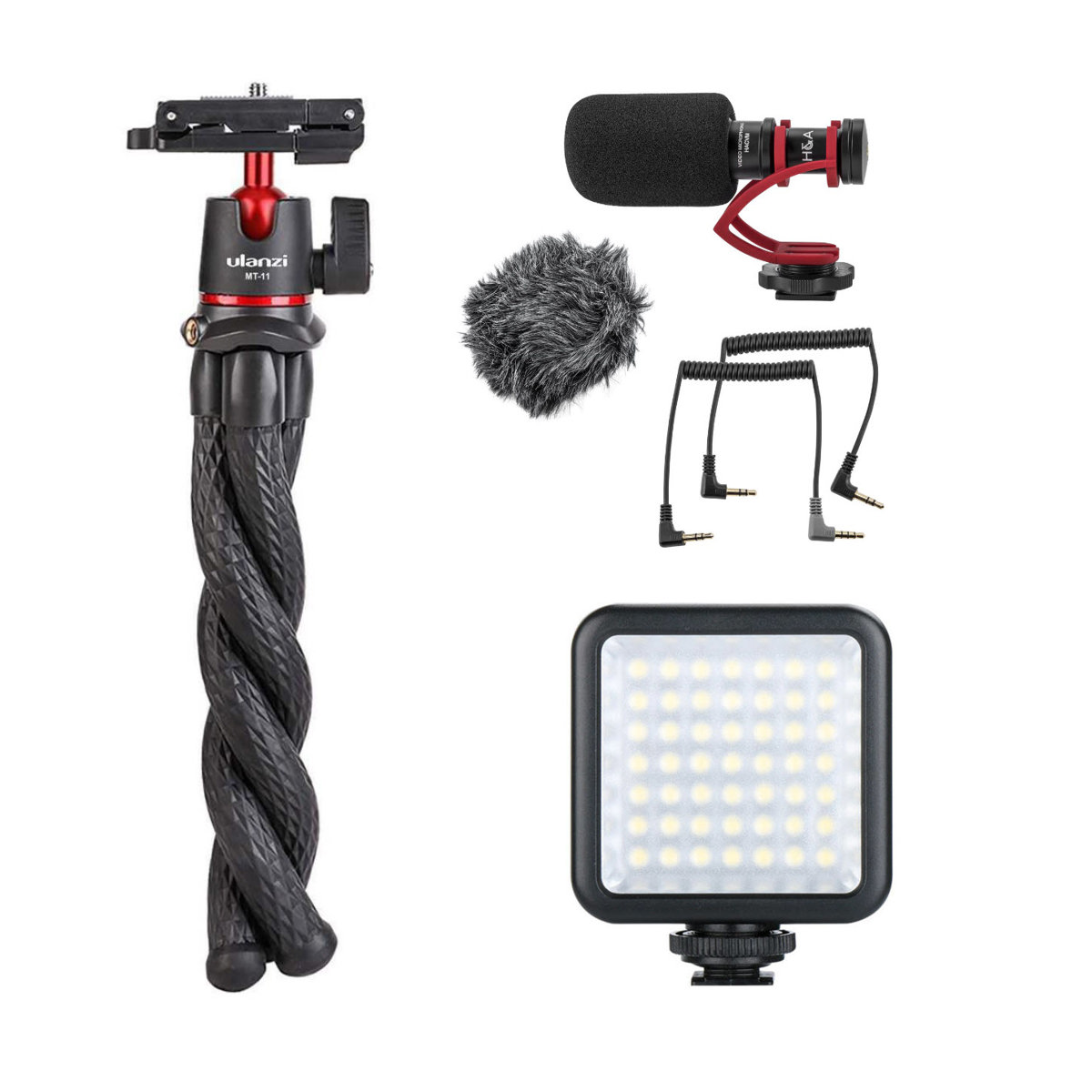 

Ulanzi MT-11 Flexible Octopus Tripod with H&A On-Camera Microphone, LED Light