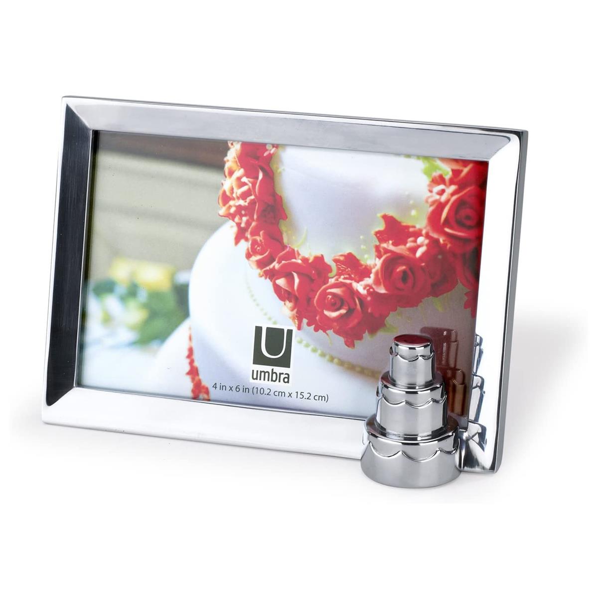 Image of Umbra Memoire Cake Metal Desk Frame for 4x6&quot; Photograph