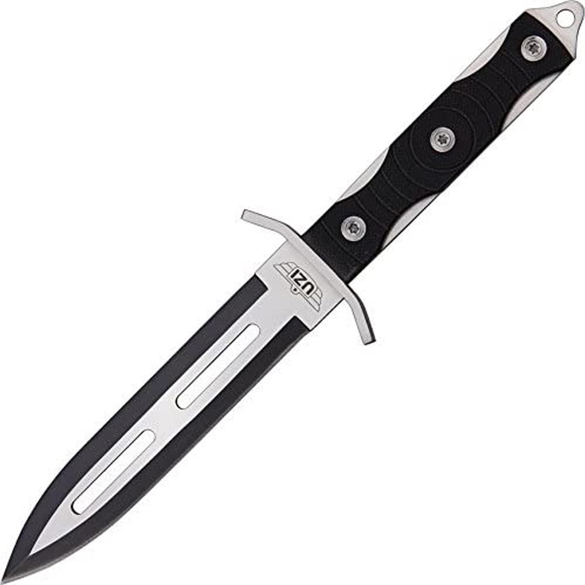 

UZI 10.5" Mossad I Knife with Stainless Steel Single Edged Blade, Black/Silver