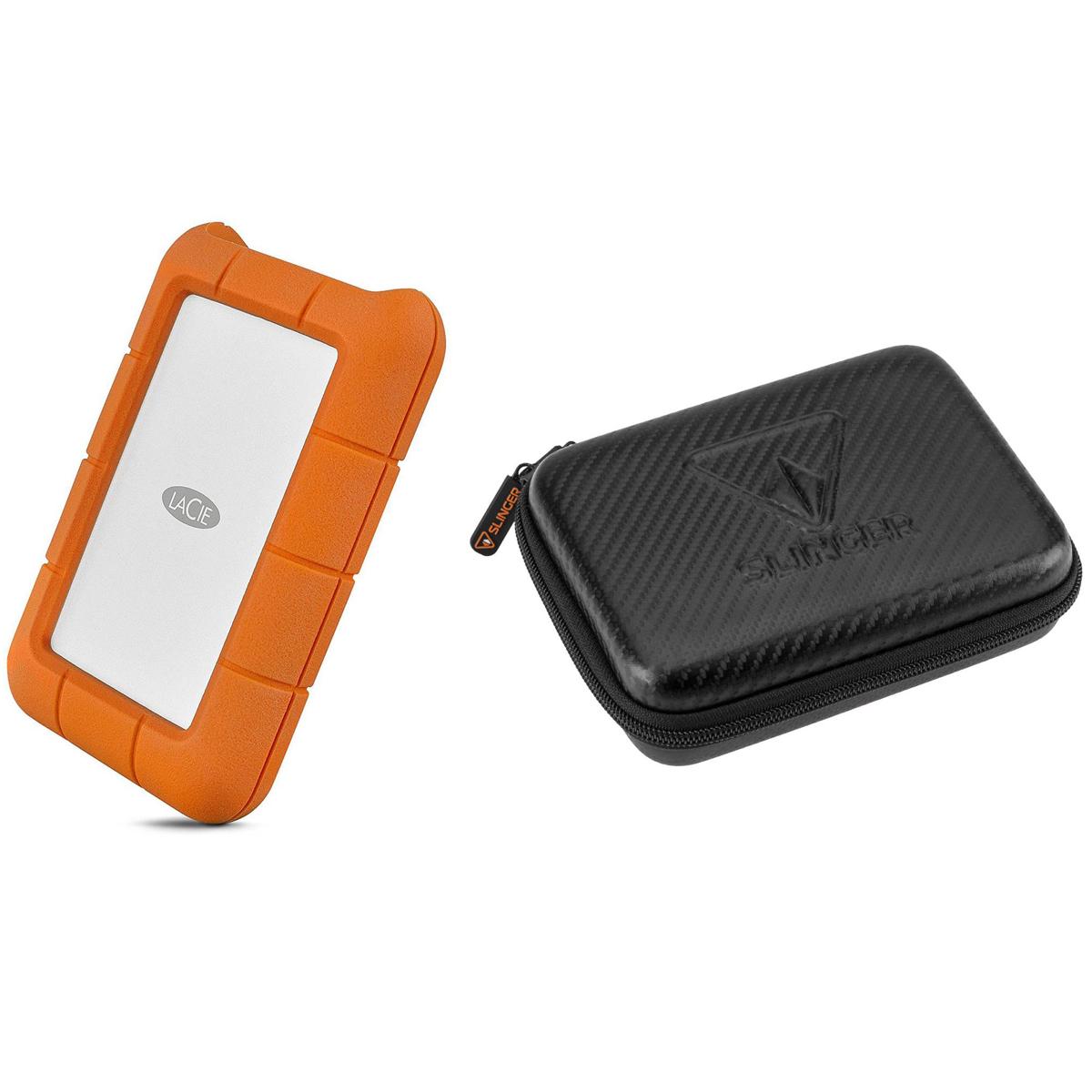 Image of LaCie Rugged USB-C 3.0 2TB External Hard Drive W/HD-1 Portable Hard Drive Case