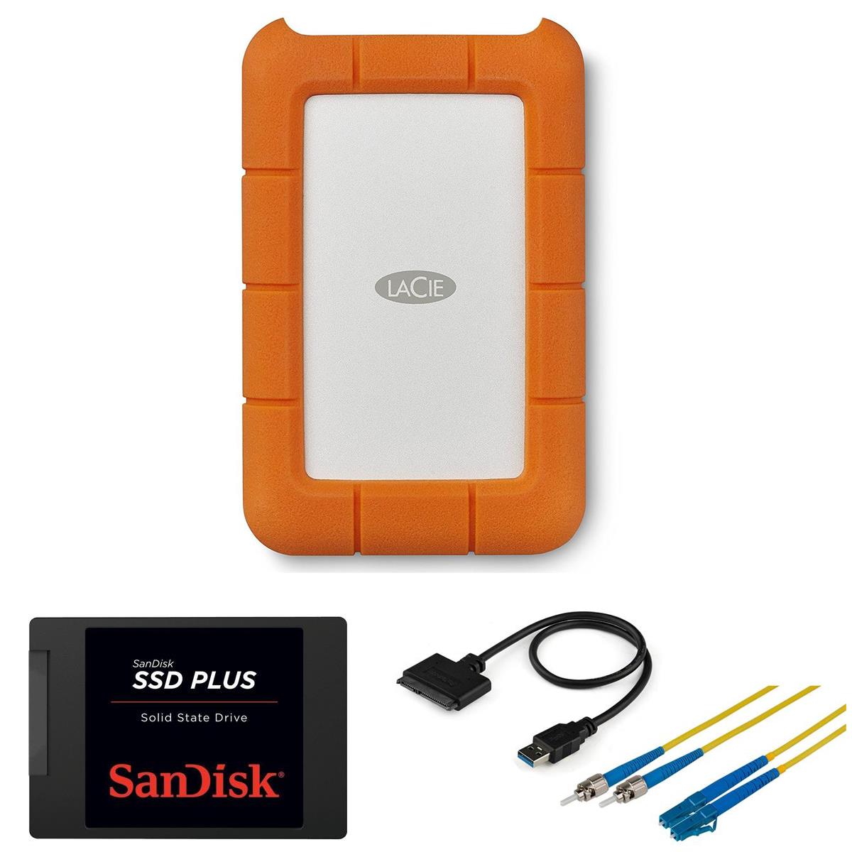 Image of LaCie Lacie 4TB Hard Drive and Sandisk 1TB SSD Bundle with Cables
