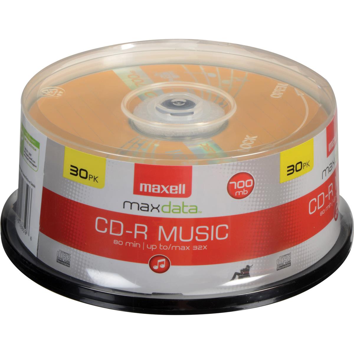 

Maxell Max Data CD-R 80 32x Music Gold for Audio Recording, Spindle Pack of 30