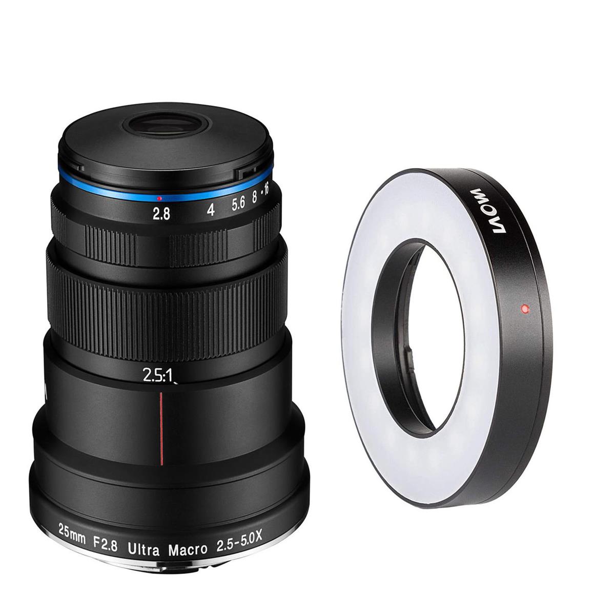 Venus Laowa 25mm f/2.8 2.5-5x Ultra-Macro Lens for Nikon F with LED Ring Light -  VE2528N R