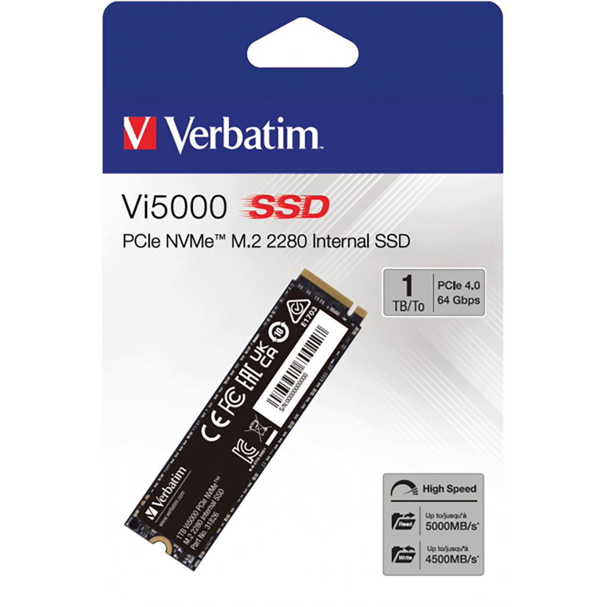 

Verbatim Vi5000 NVMe PCIe M.2 2280 Internal Gaming SSD 1TB