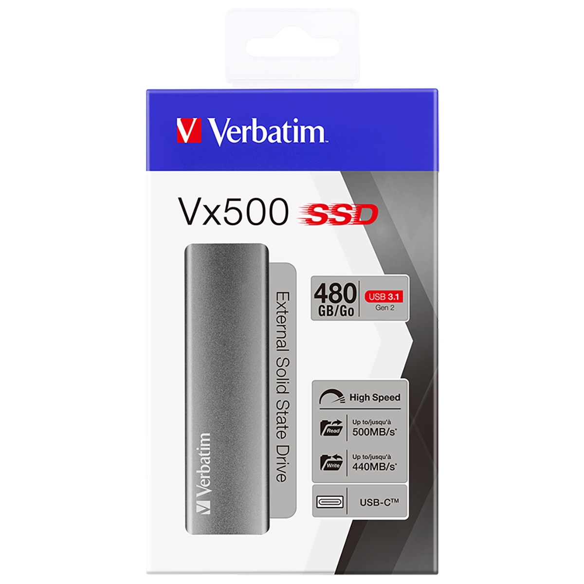 

Verbatim Vx500 USB 3.1 Gen 2 External SSD, Graphite 480GB