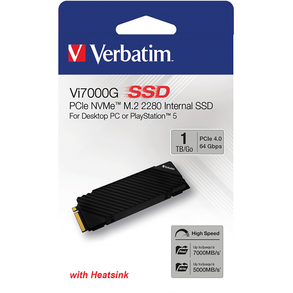 

Verbatim Vi7000 NVMe PCIe M.2 2280 Internal Gaming SSD 1TB