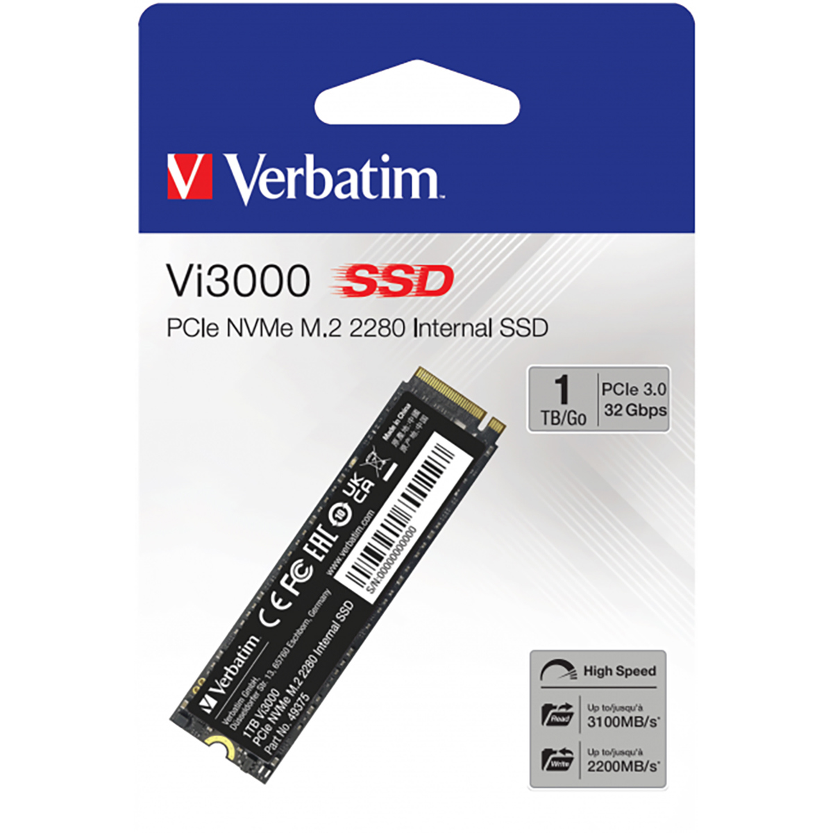 

Verbatim Vi3000 NVMe PCIe M.2 2280 Internal Gaming SSD 1TB