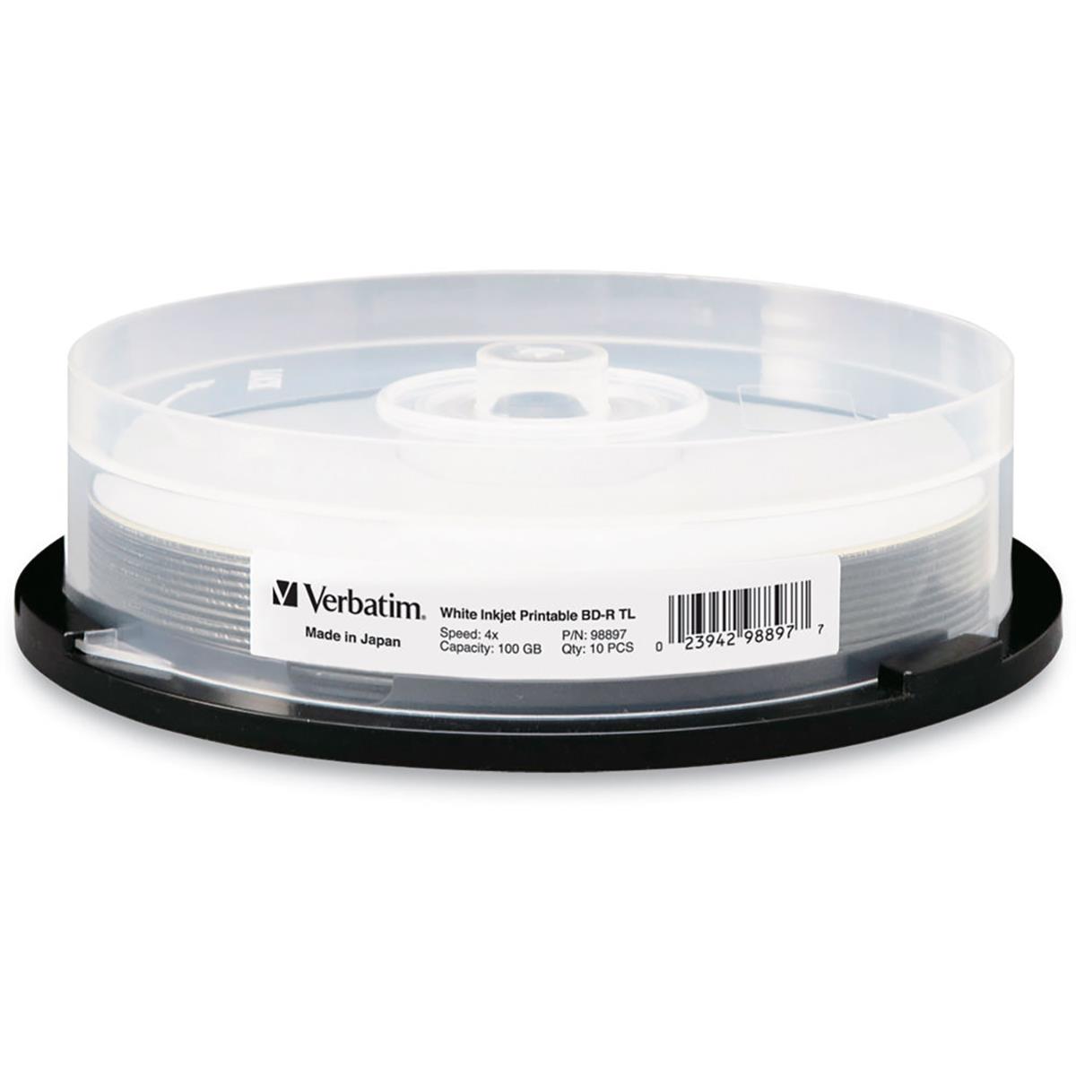 Image of Verbatim BDXL 100GB 4x White Inkjet Hub Printable Disc
