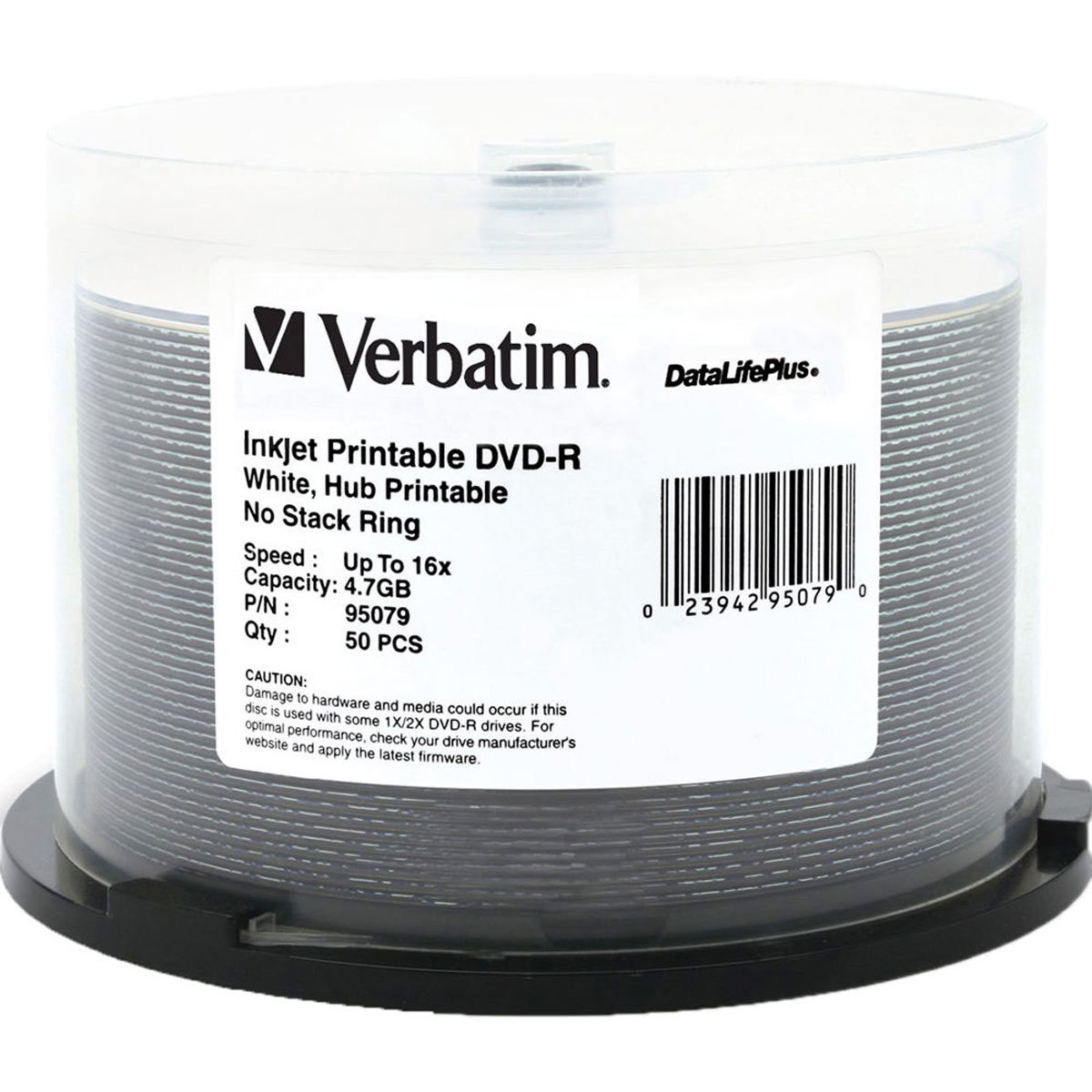 

Verbatim 95079 DVD-R, 4.7GB, Inkjet Printable, 50 Pack