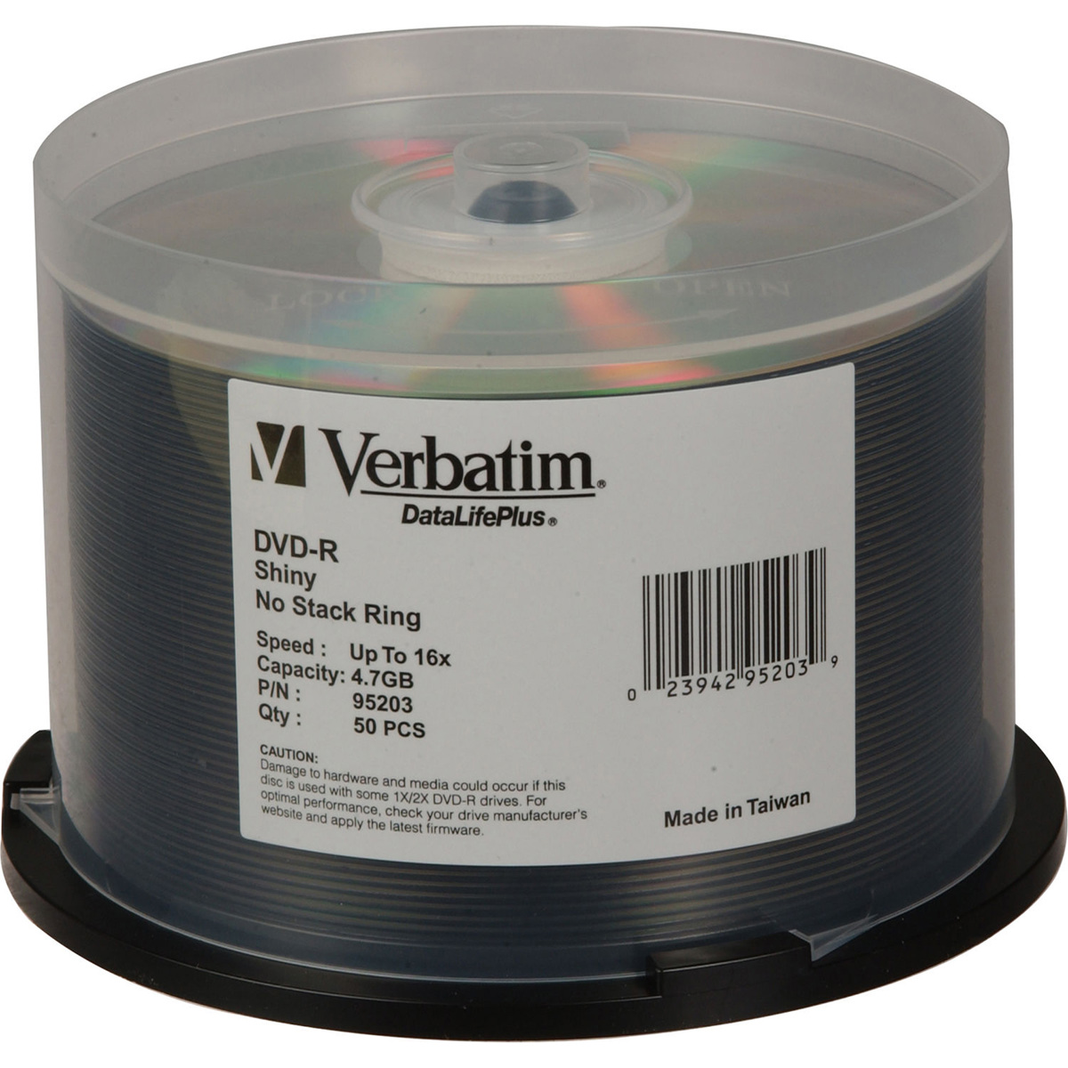 

Verbatim 95203 DVD-R, 4.7GB, Shiny Silver, 50 Pack