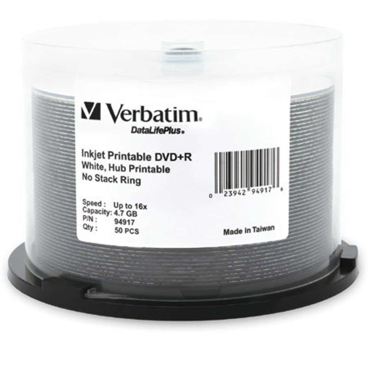 

Verbatim 94917 DVD+R 4.7GB Inkjet Printable, 50 Pack