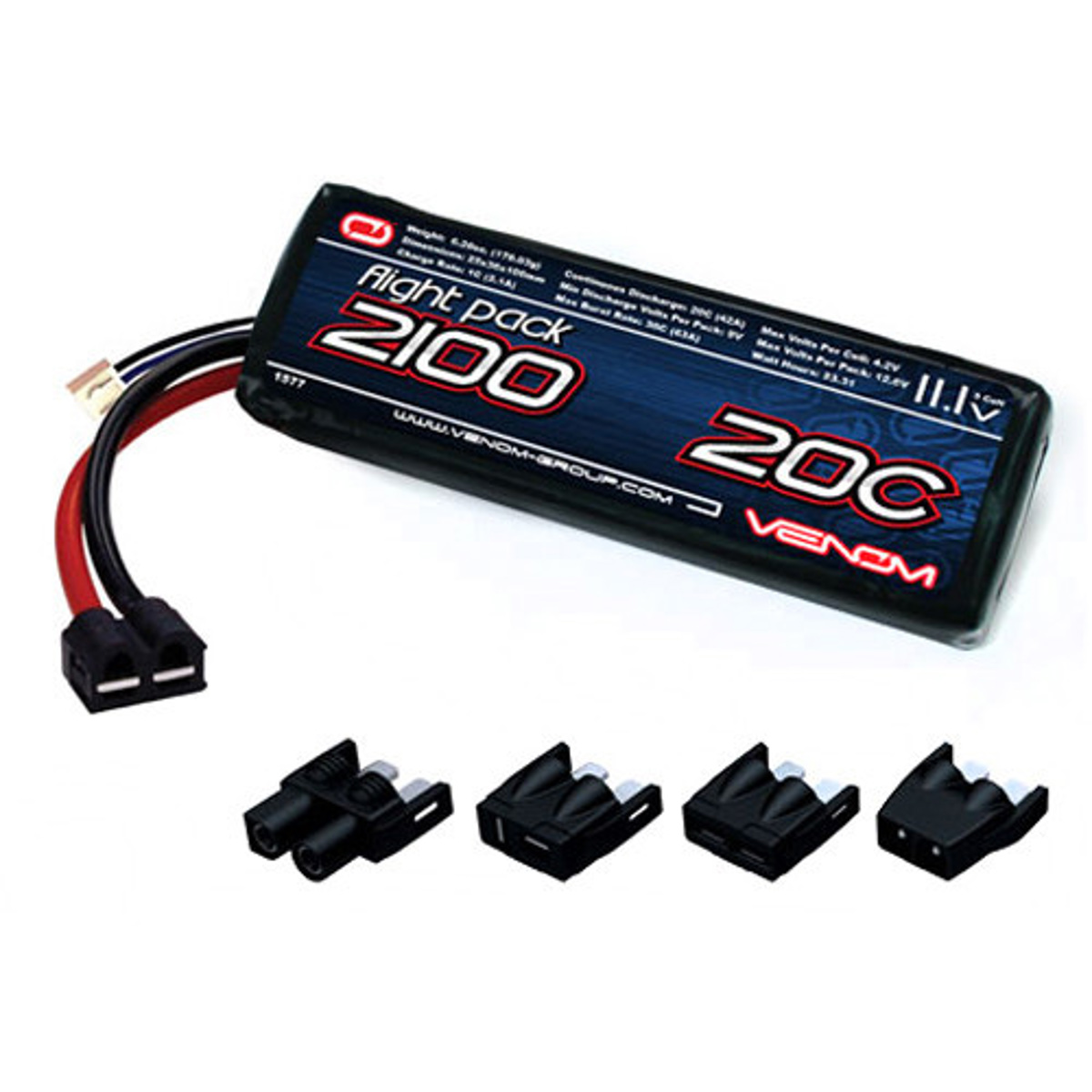 

Venom 20C 3S 2100mAh 11.1V LiPO Battery with Universal Plug System