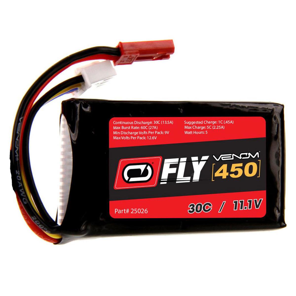 

Venom Fly 30C 3S 450mAh 11.1V LiPo Battery with JST Plug